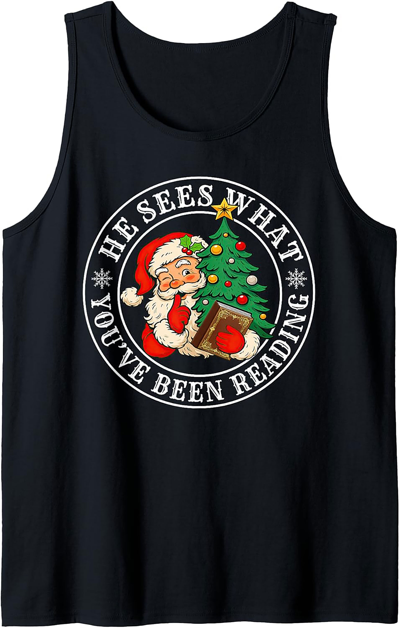 Funny Reading Santa Tank Top Naughty List Christmas Gift