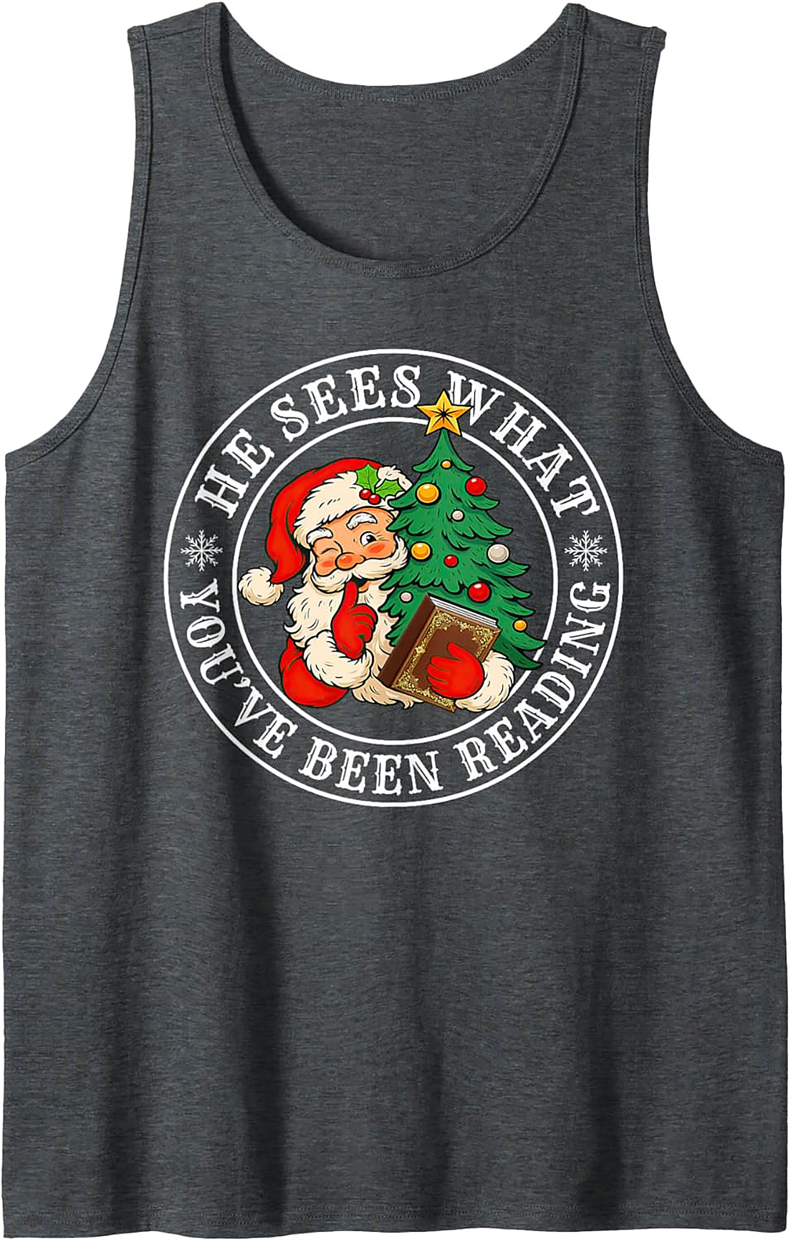 Funny Reading Santa Tank Top Naughty List Christmas Gift