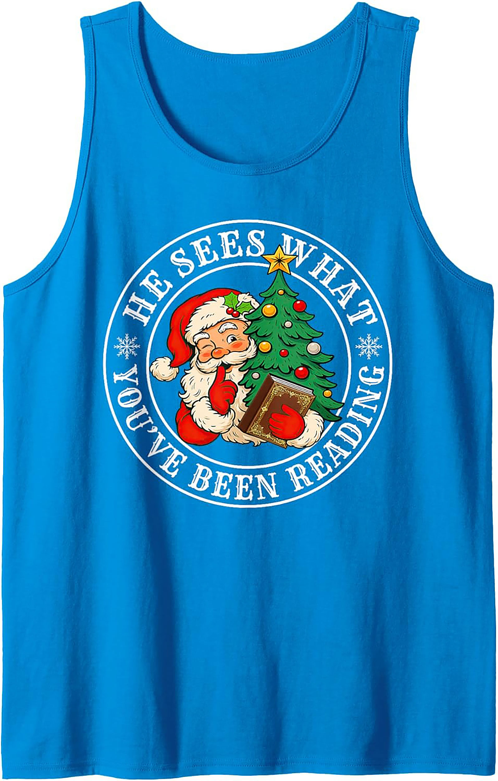 Funny Reading Santa Tank Top Naughty List Christmas Gift