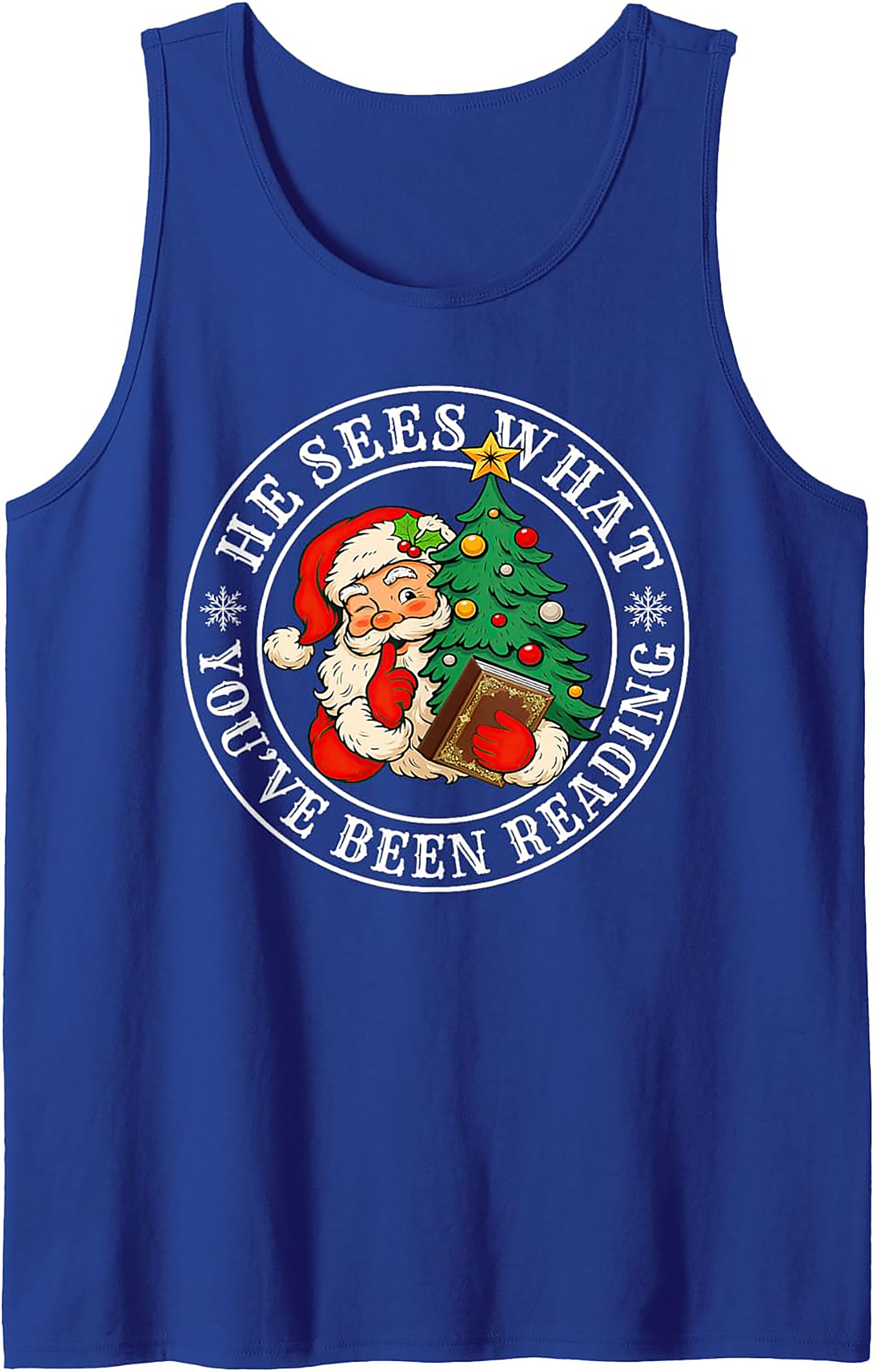 Funny Reading Santa Tank Top Naughty List Christmas Gift