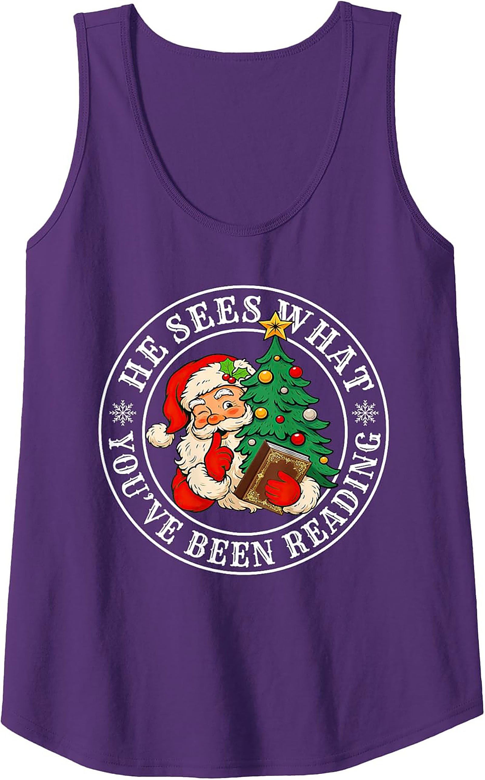 Funny Reading Santa Tank Top Naughty List Christmas Gift