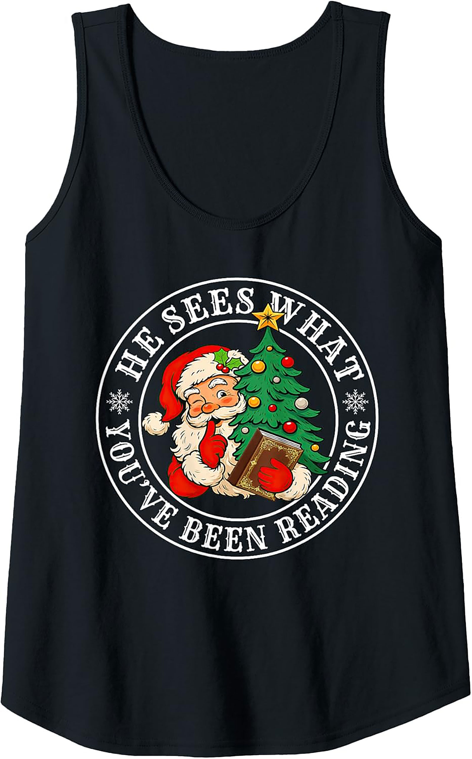 Funny Reading Santa Tank Top Naughty List Christmas Gift