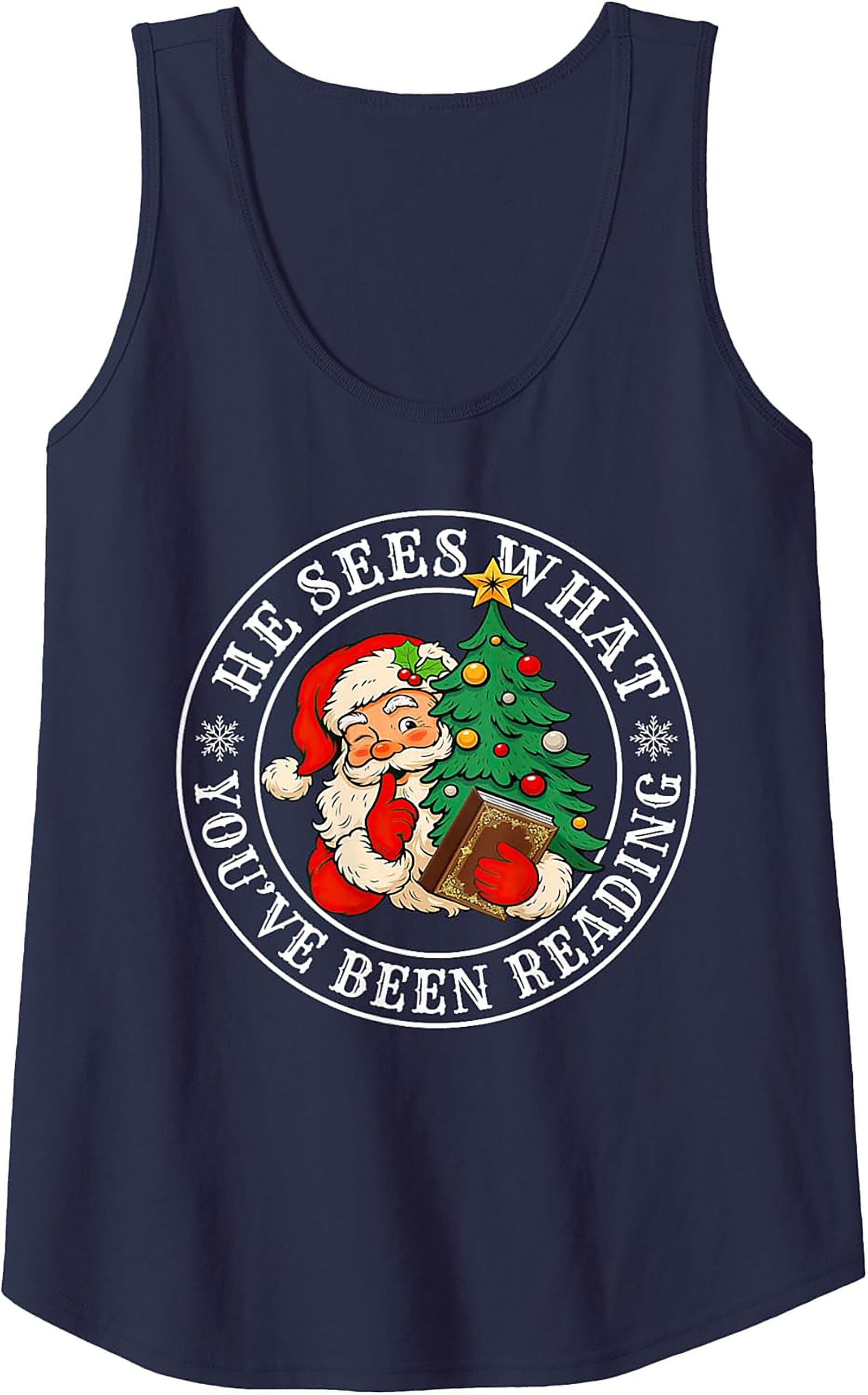 Funny Reading Santa Tank Top Naughty List Christmas Gift