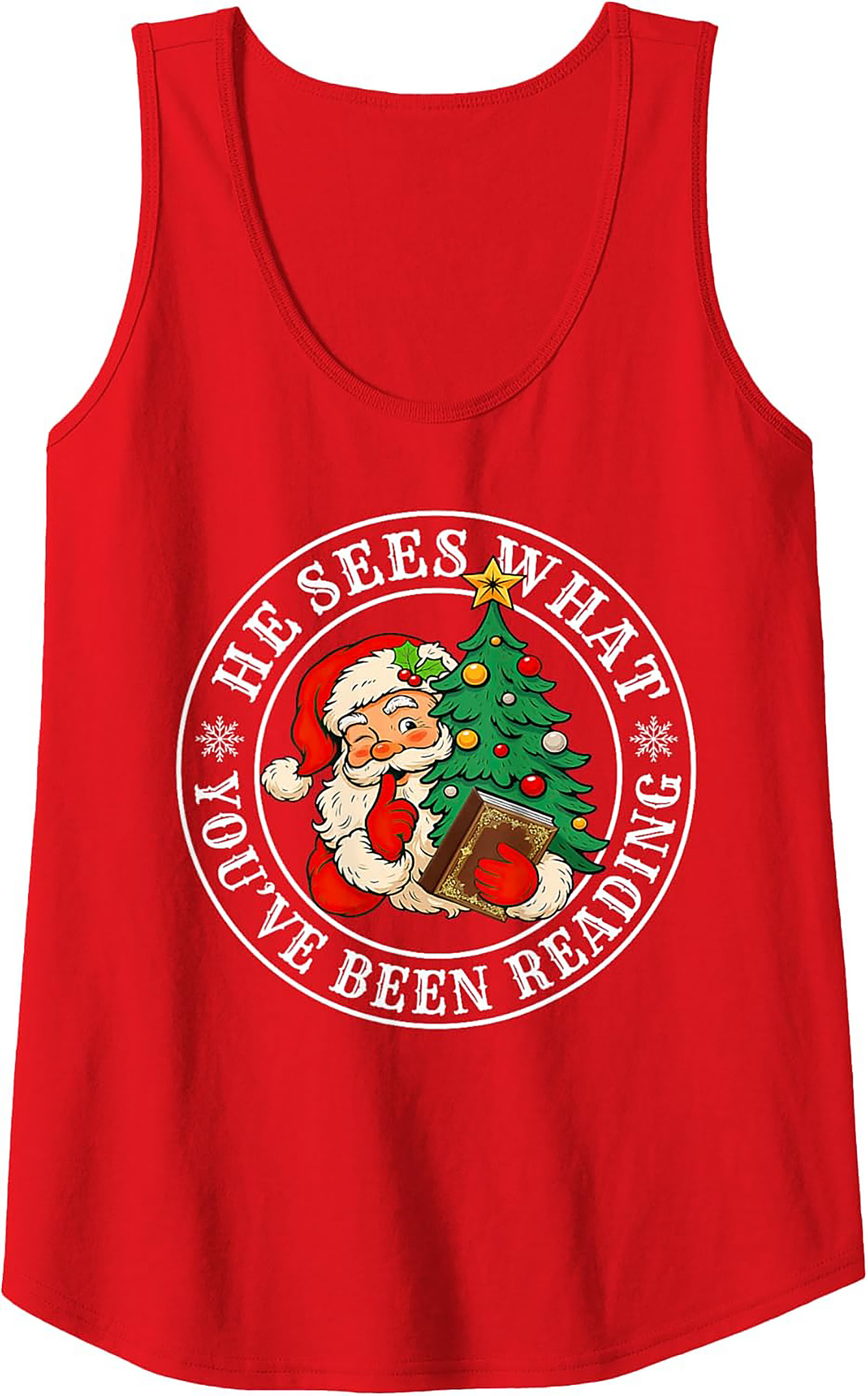 Funny Reading Santa Tank Top Naughty List Christmas Gift