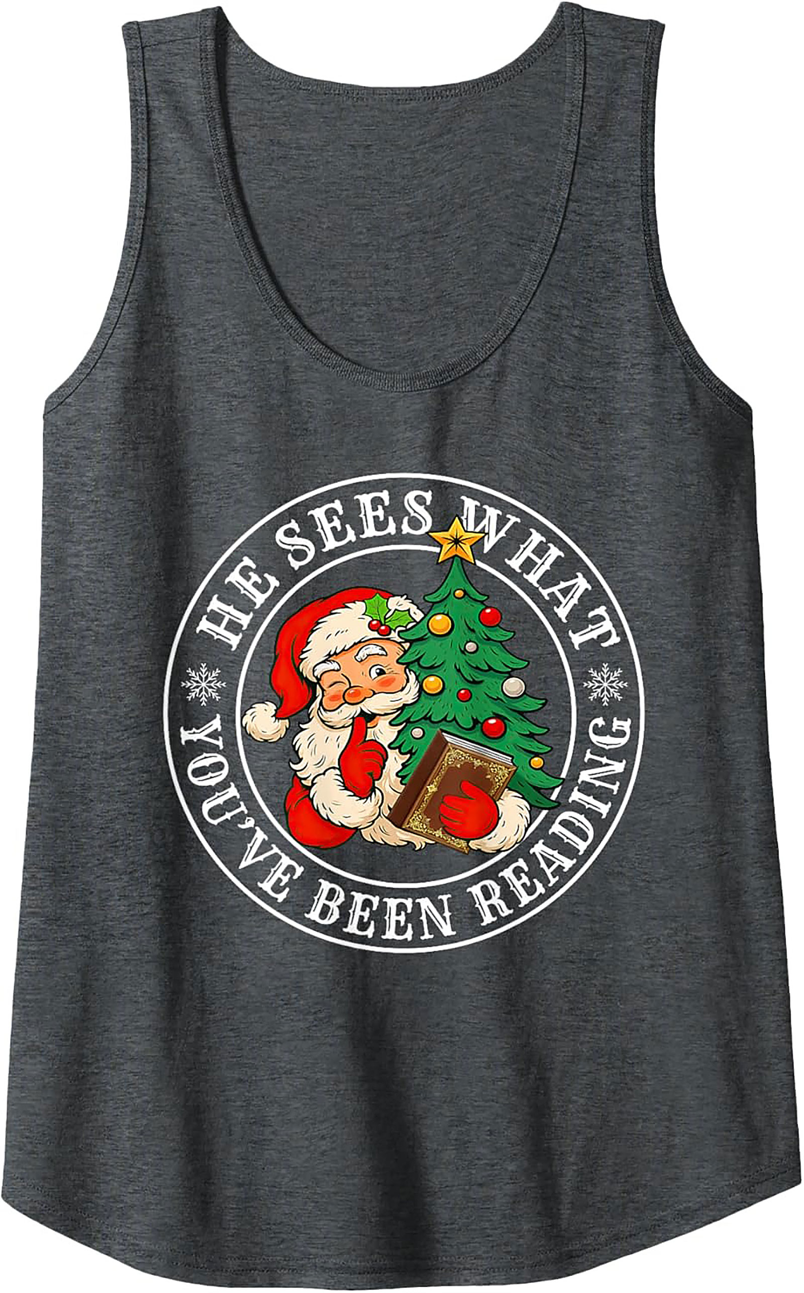 Funny Reading Santa Tank Top Naughty List Christmas Gift