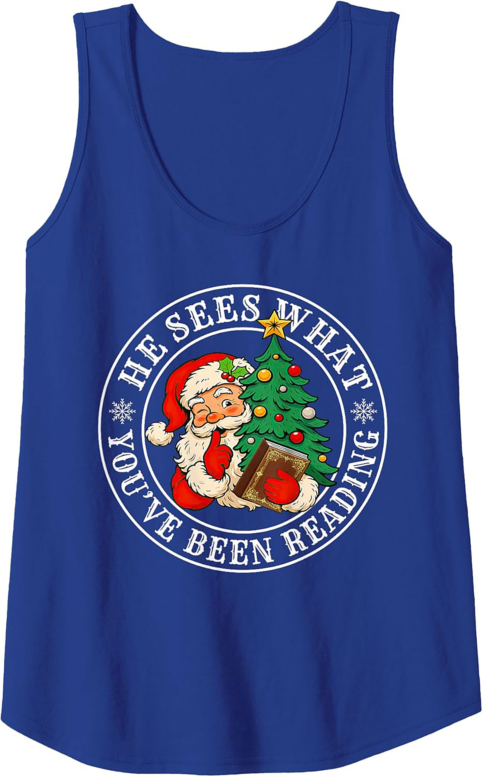 Funny Reading Santa Tank Top Naughty List Christmas Gift