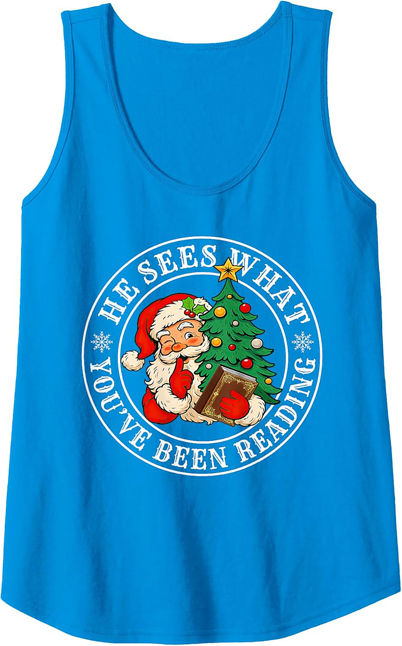 Funny Reading Santa Tank Top Naughty List Christmas Gift