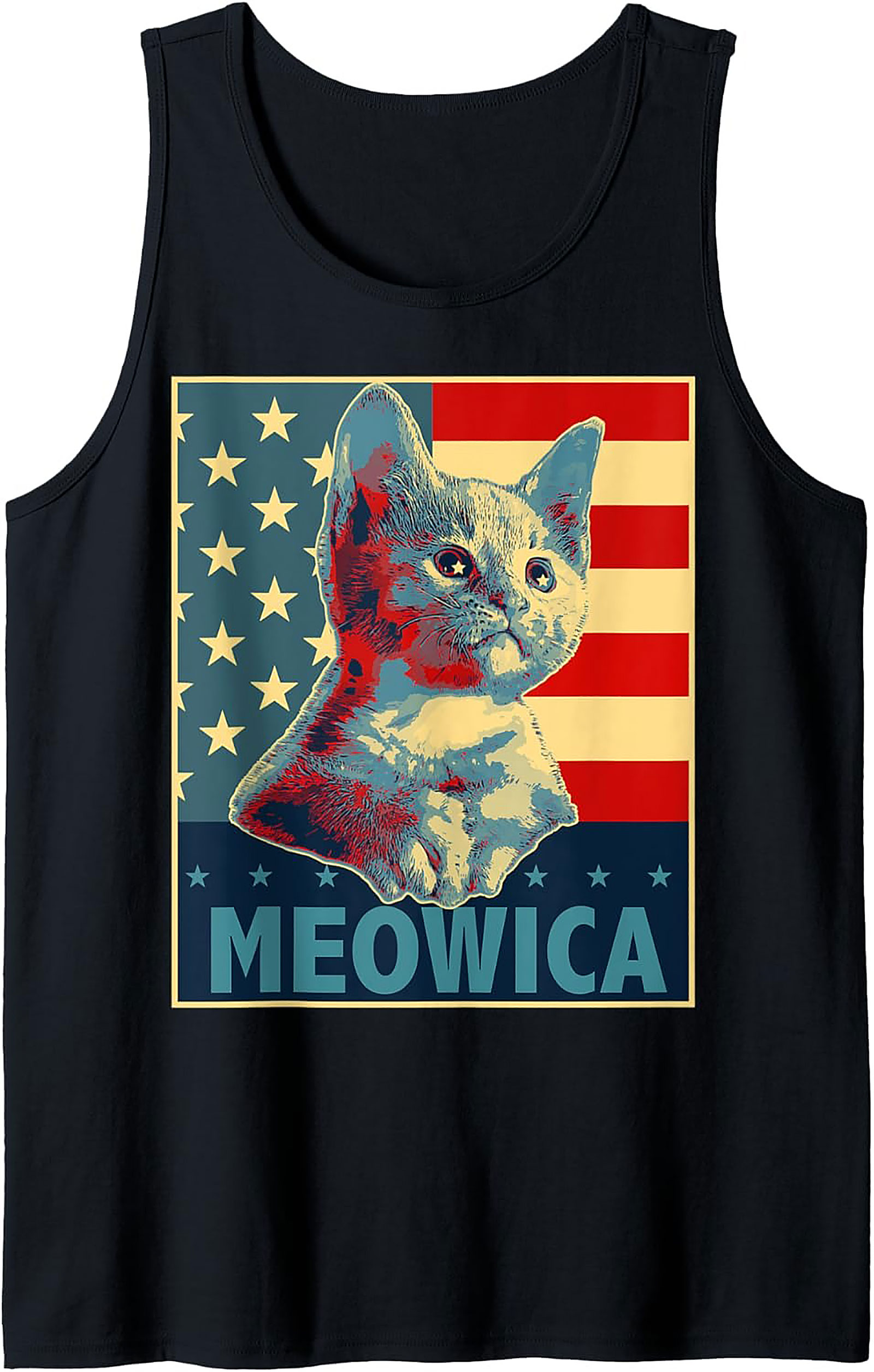 Meowica Patriotic Cat Graphic Tank Top | Unisex Sleeveless Shirt