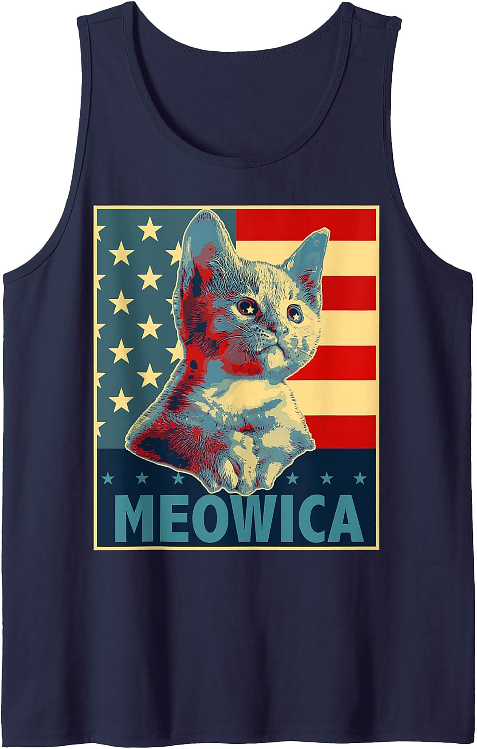 Meowica Patriotic Cat Graphic Tank Top | Unisex Sleeveless Shirt
