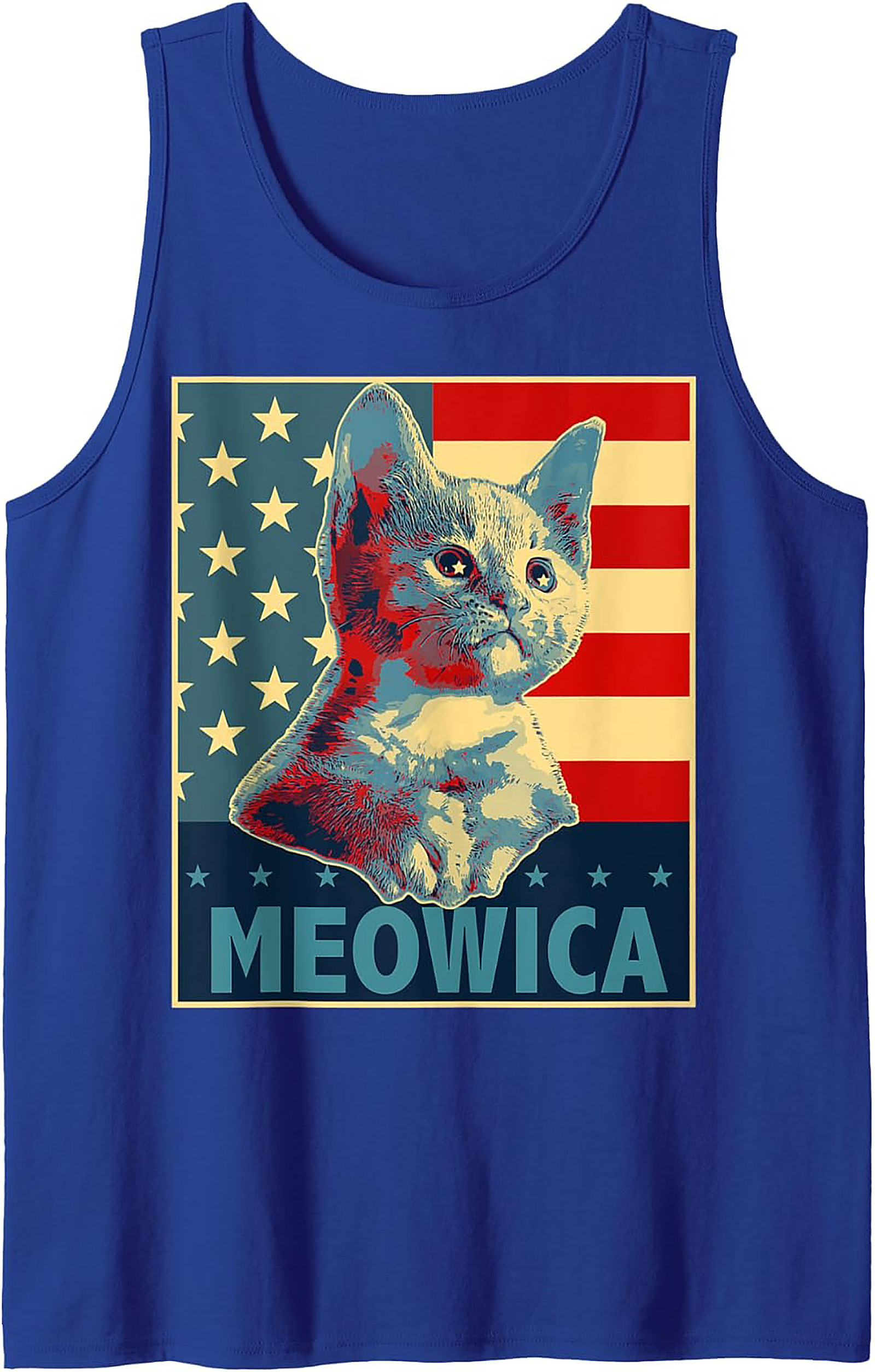 Meowica Patriotic Cat Graphic Tank Top | Unisex Sleeveless Shirt