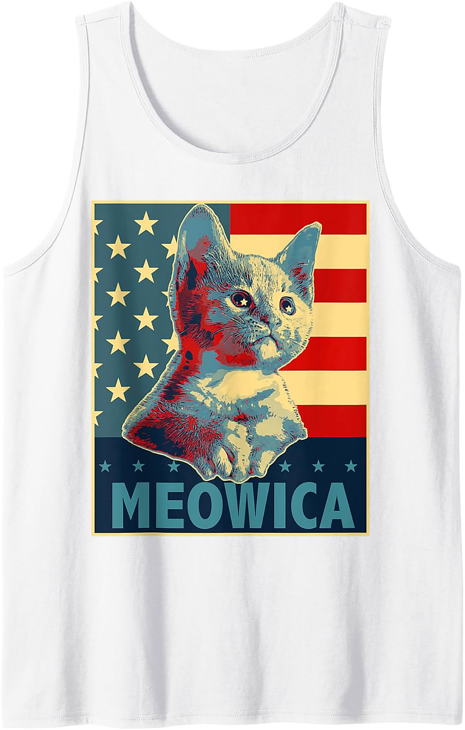 Meowica Patriotic Cat Graphic Tank Top | Unisex Sleeveless Shirt