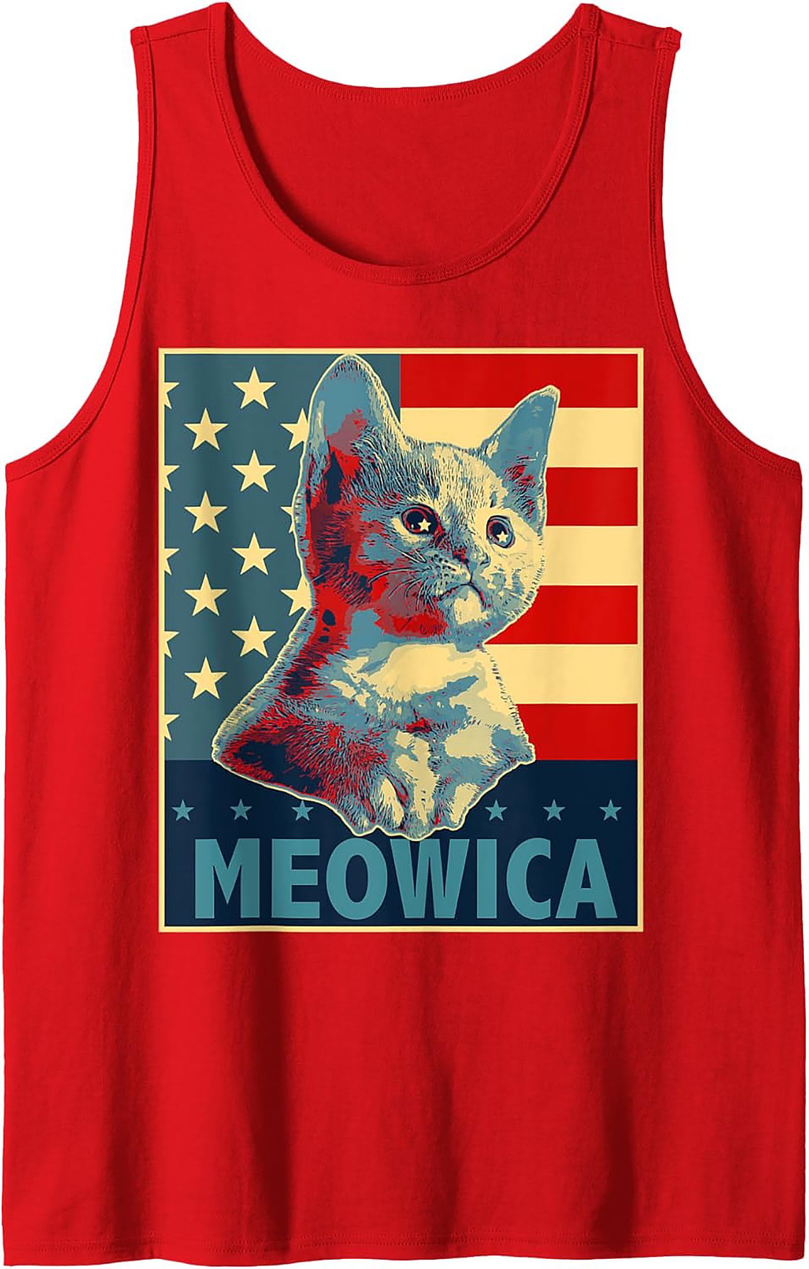 Meowica Patriotic Cat Graphic Tank Top | Unisex Sleeveless Shirt
