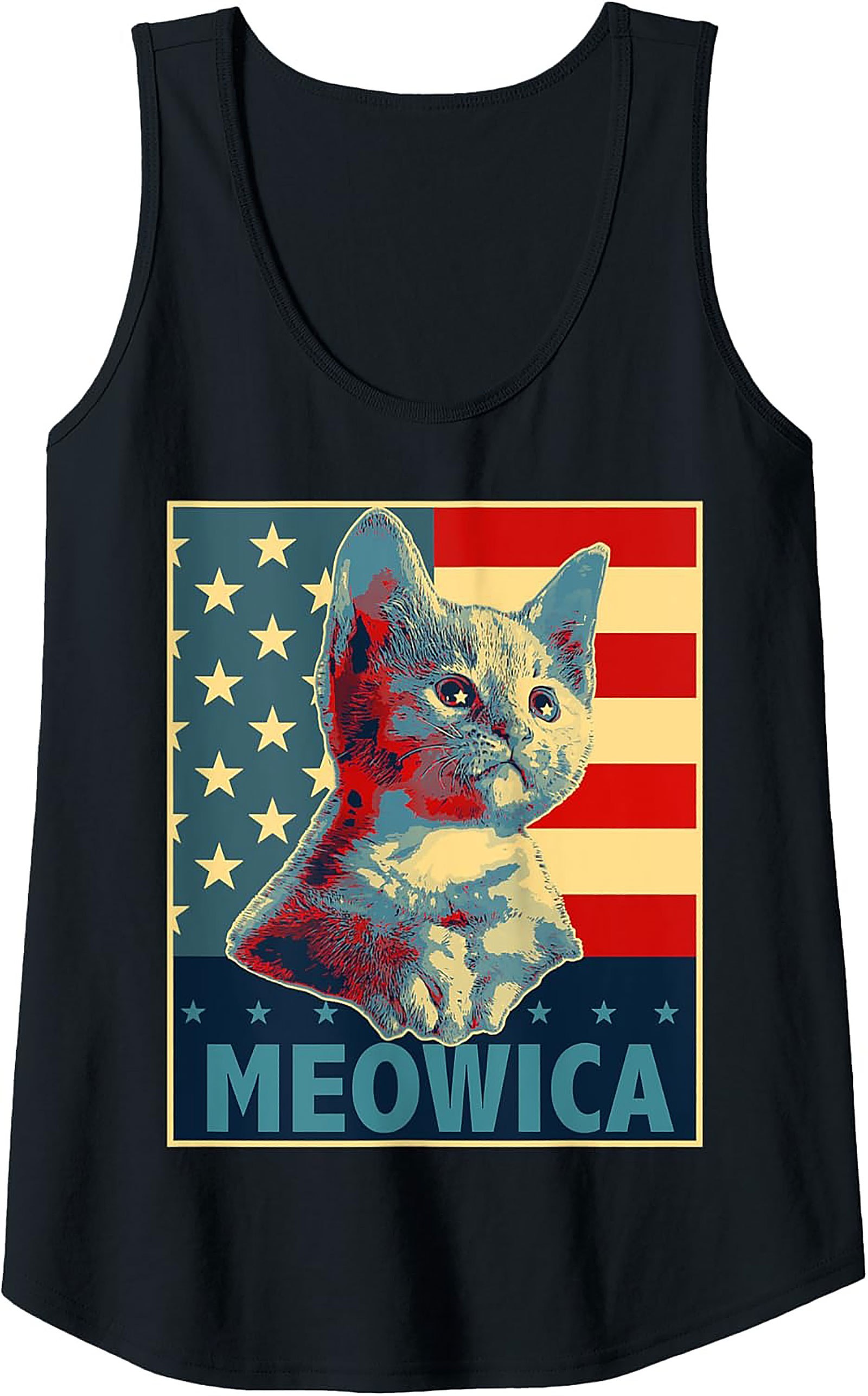 Meowica Patriotic Cat Graphic Tank Top | Unisex Sleeveless Shirt
