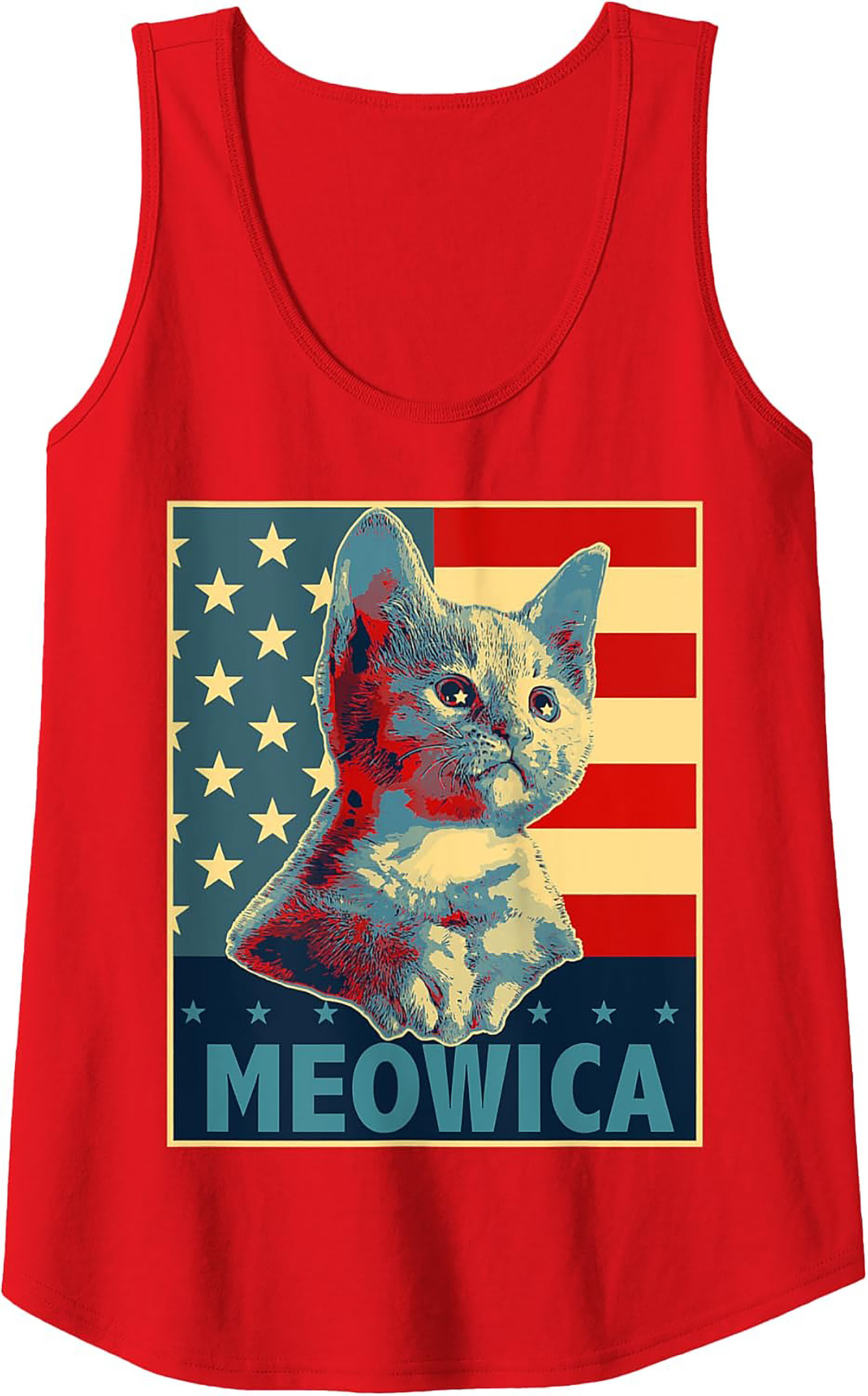 Meowica Patriotic Cat Graphic Tank Top | Unisex Sleeveless Shirt