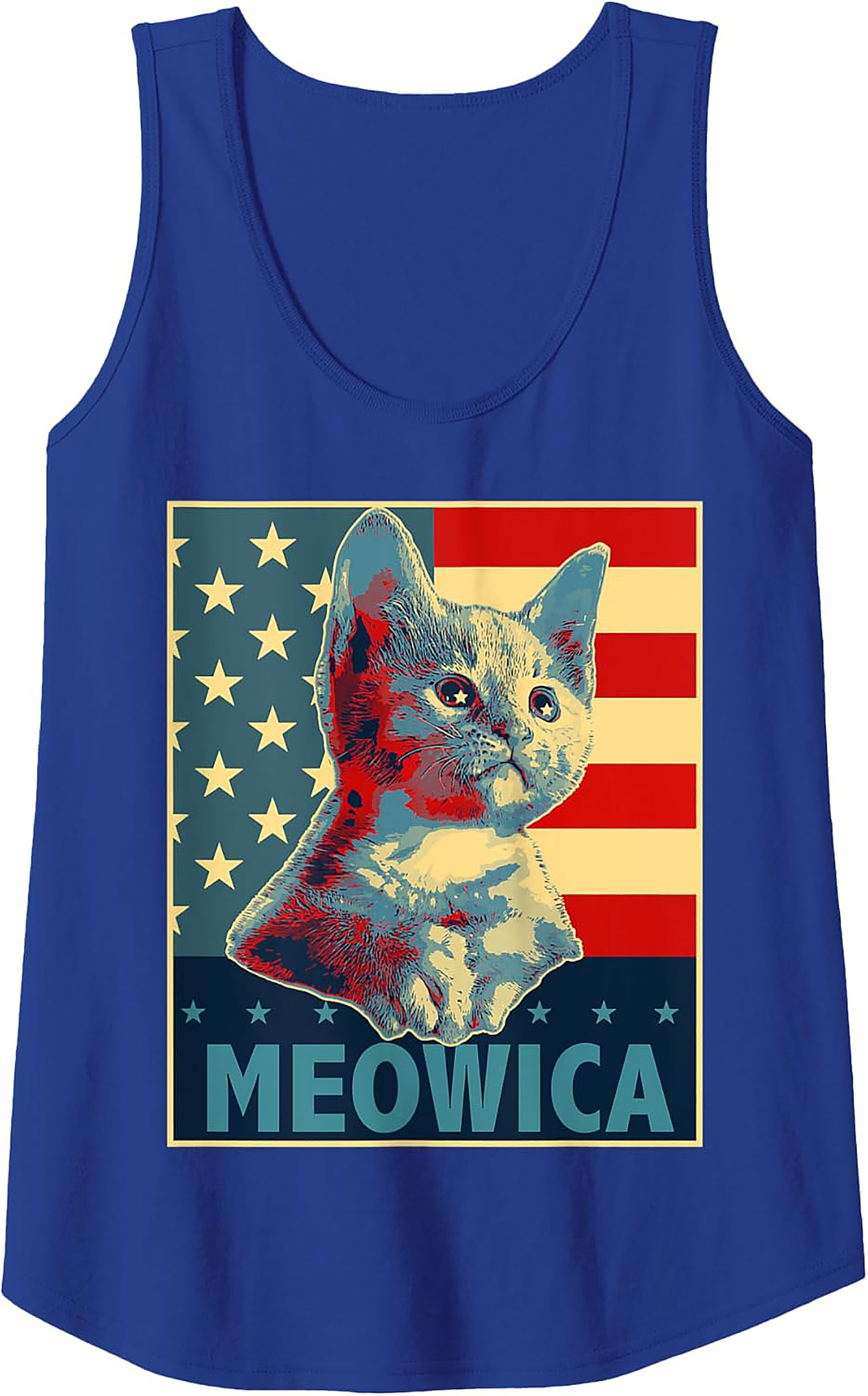 Meowica Patriotic Cat Graphic Tank Top | Unisex Sleeveless Shirt