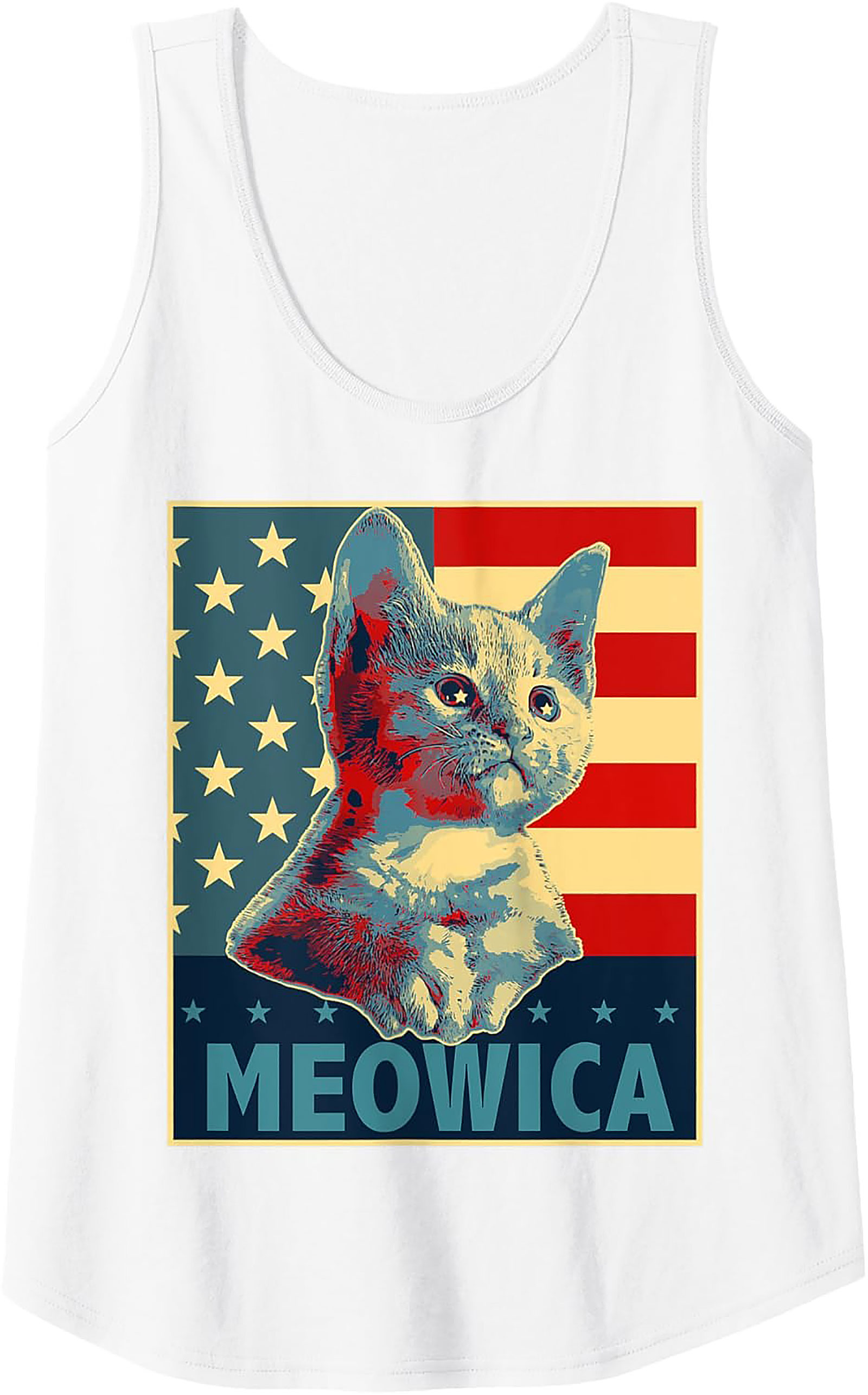 Meowica Patriotic Cat Graphic Tank Top | Unisex Sleeveless Shirt
