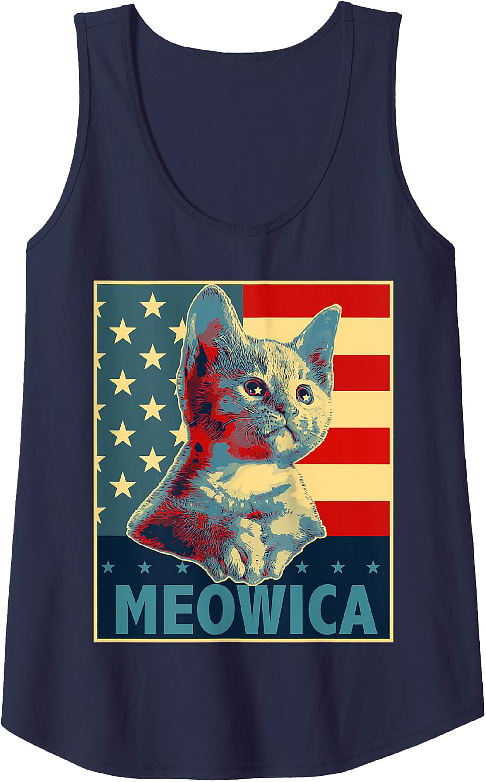 Meowica Patriotic Cat Graphic Tank Top | Unisex Sleeveless Shirt