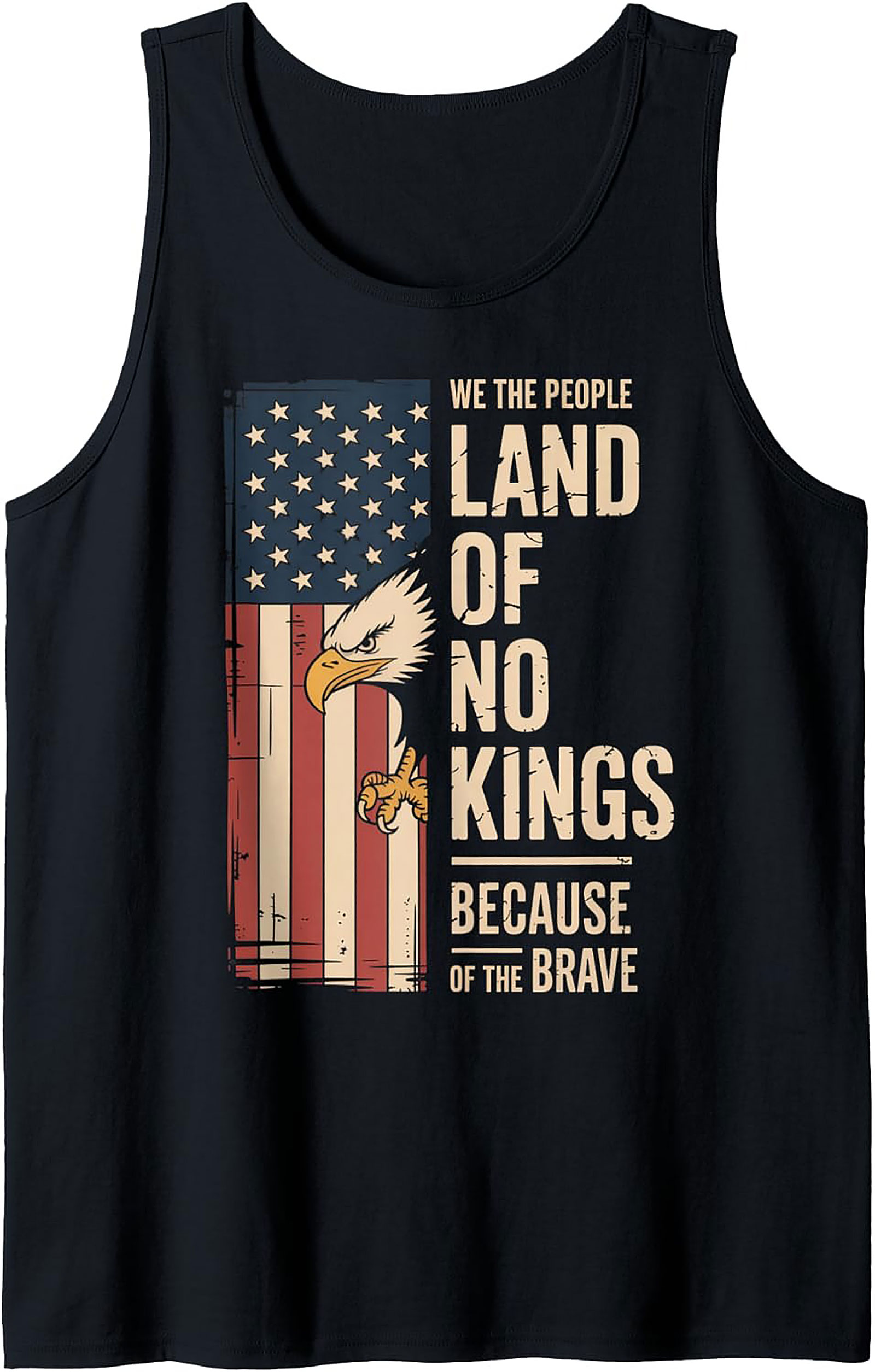 Patriotic Eagle "Land of No Kings" Graphic Tank Top
