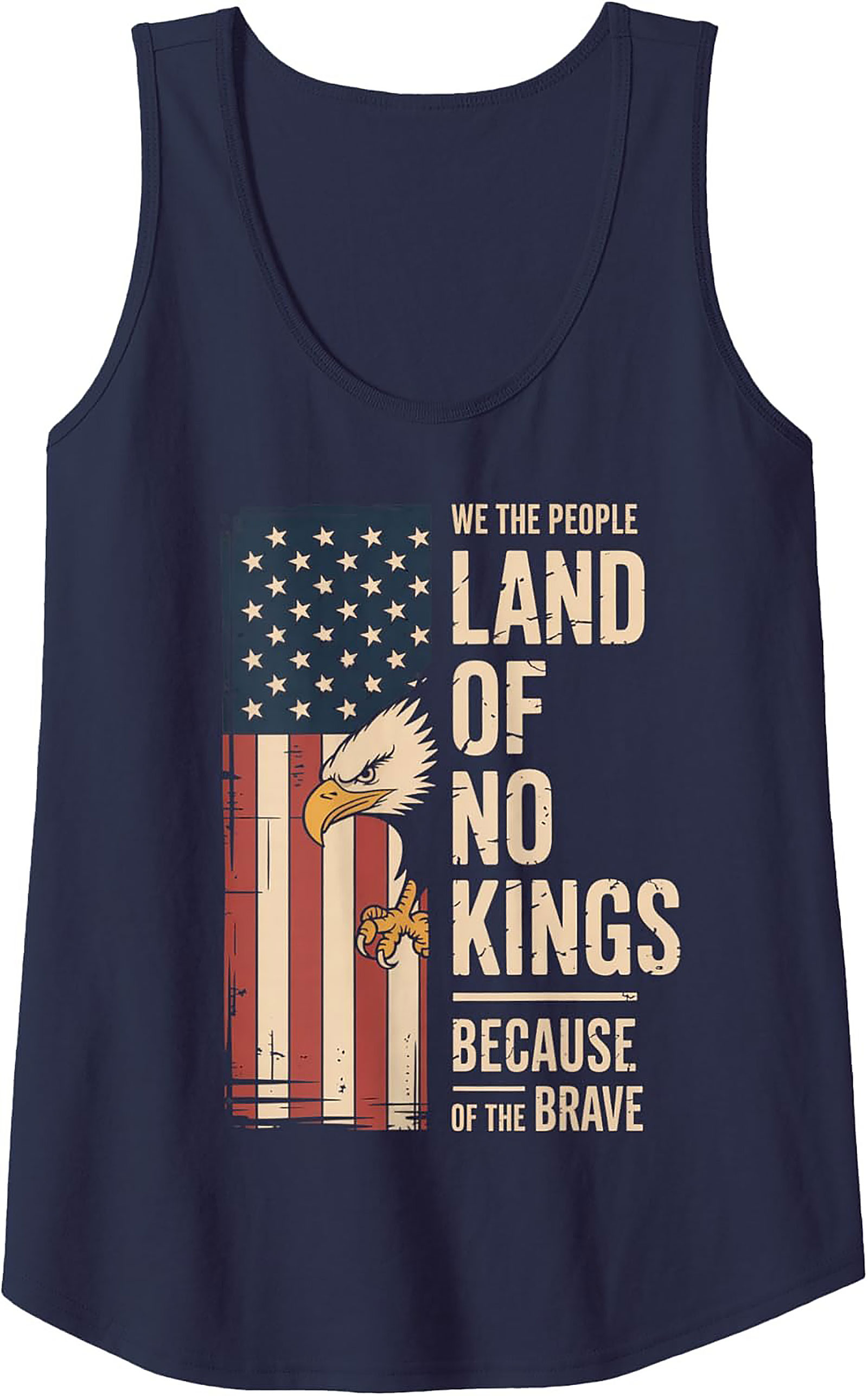 Patriotic Eagle "Land of No Kings" Graphic Tank Top