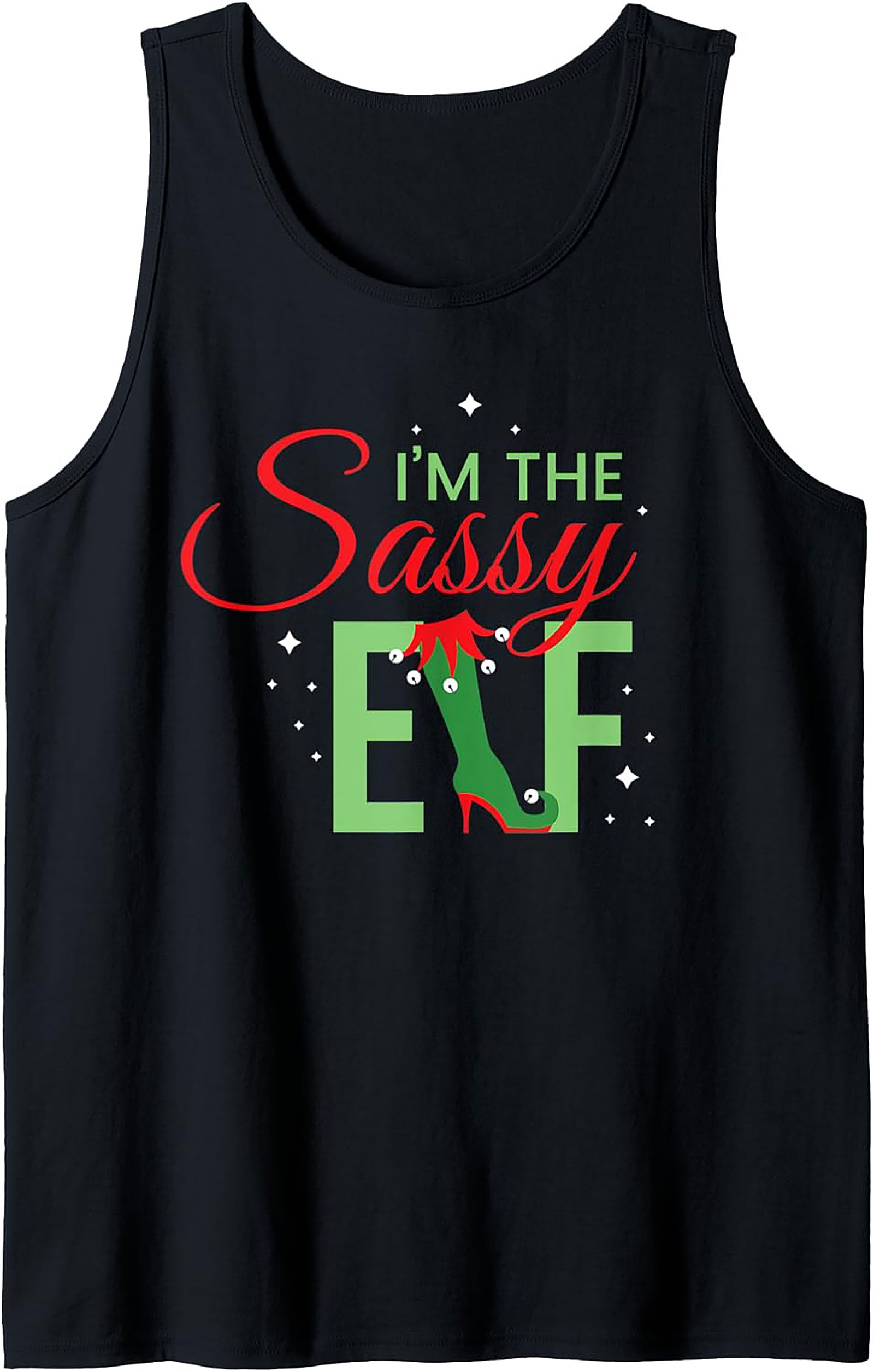 Sassy Elf Graphic Tank Top Funny Christmas Sleeveless Shirt