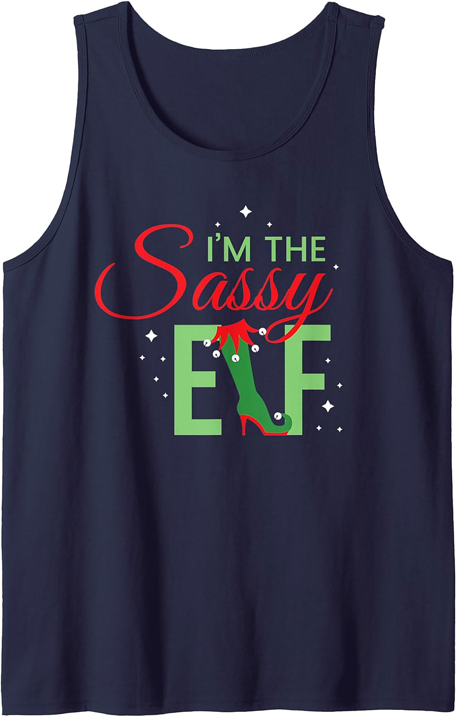 Sassy Elf Graphic Tank Top Funny Christmas Sleeveless Shirt