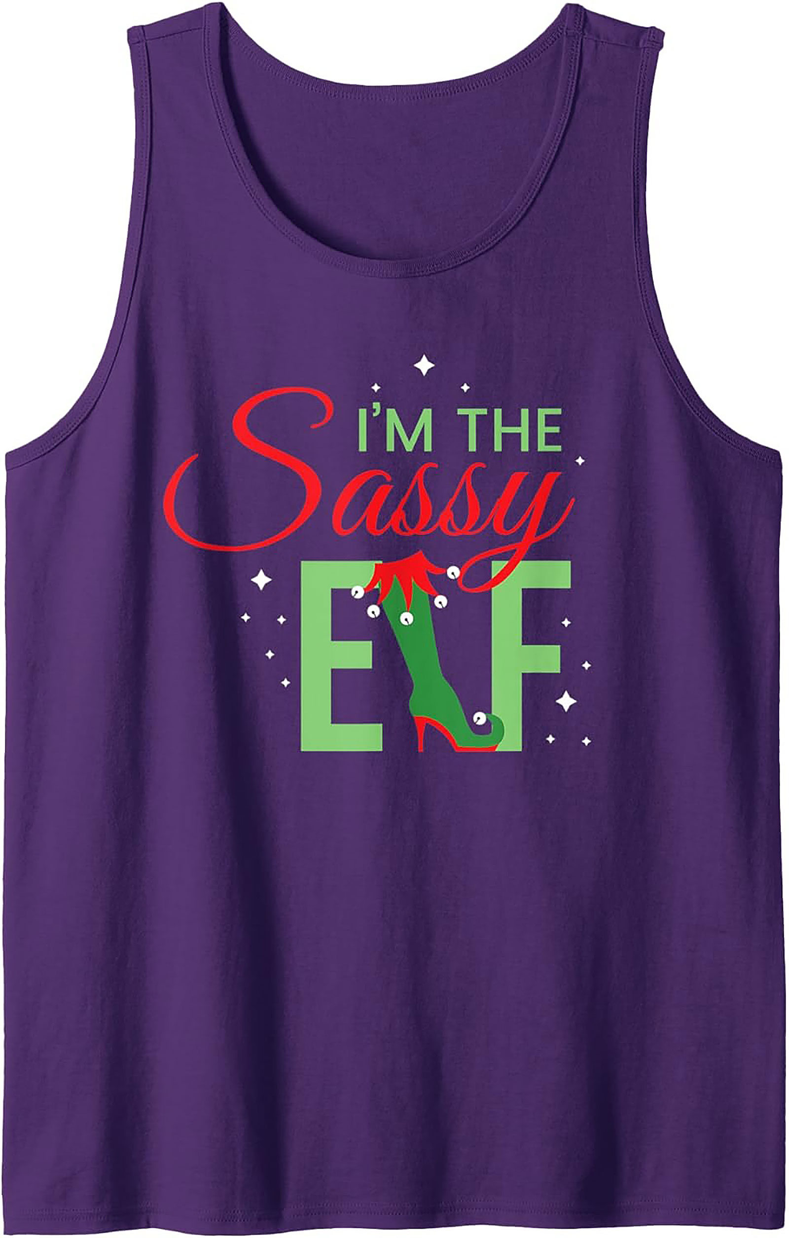 Sassy Elf Graphic Tank Top Funny Christmas Sleeveless Shirt
