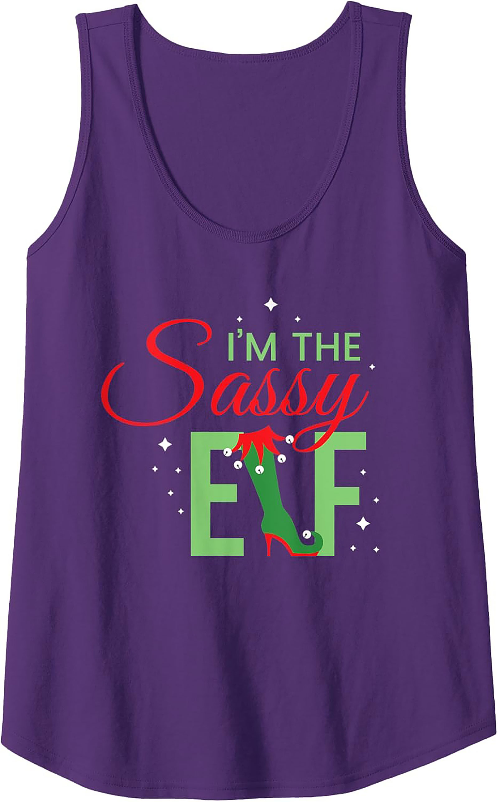 Sassy Elf Graphic Tank Top Funny Christmas Sleeveless Shirt