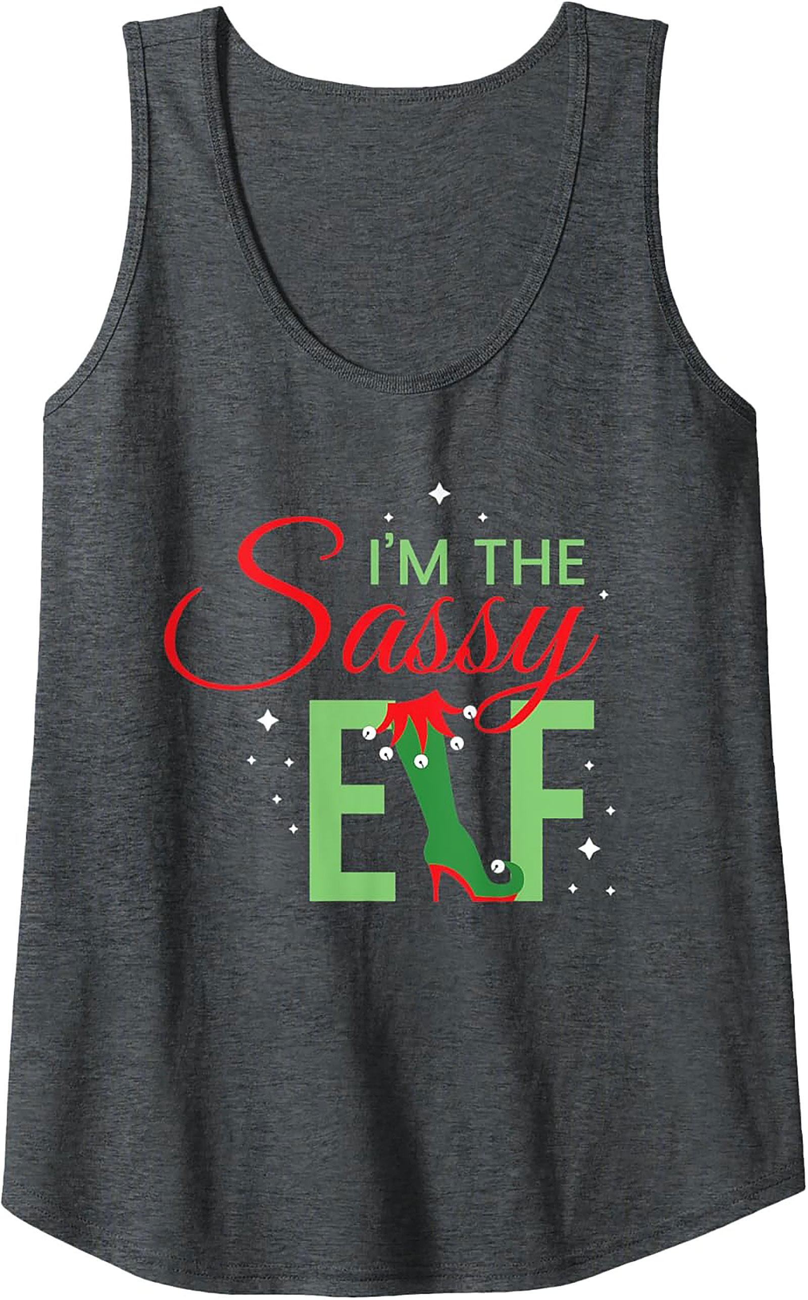 Sassy Elf Graphic Tank Top Funny Christmas Sleeveless Shirt