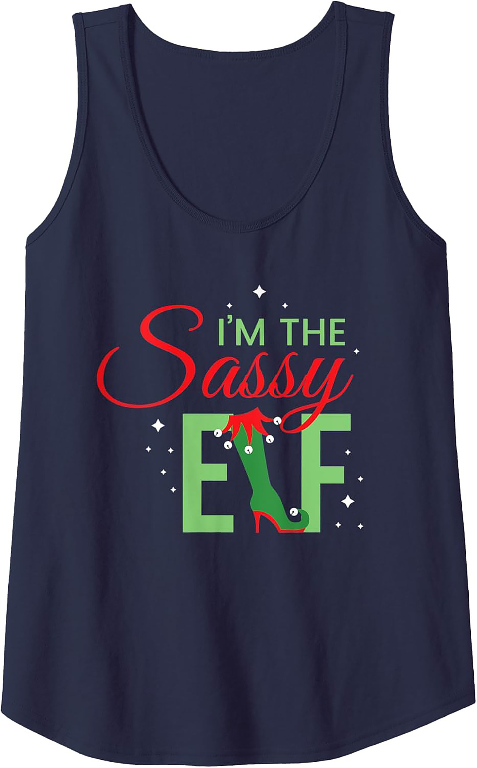 Sassy Elf Graphic Tank Top Funny Christmas Sleeveless Shirt