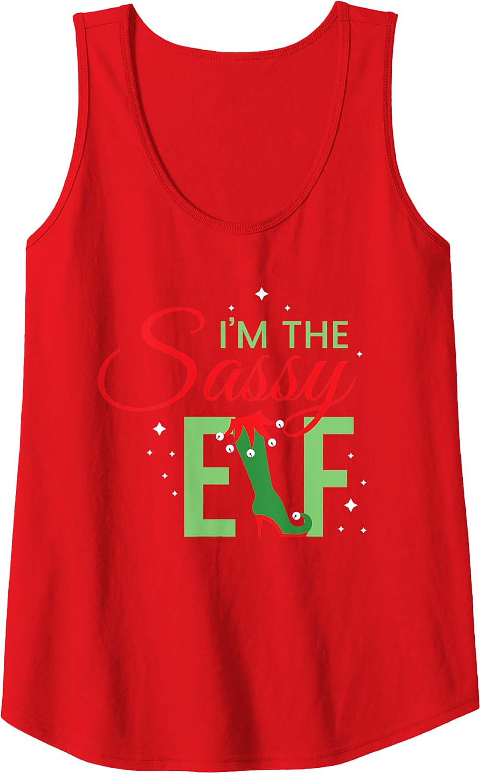Sassy Elf Graphic Tank Top Funny Christmas Sleeveless Shirt