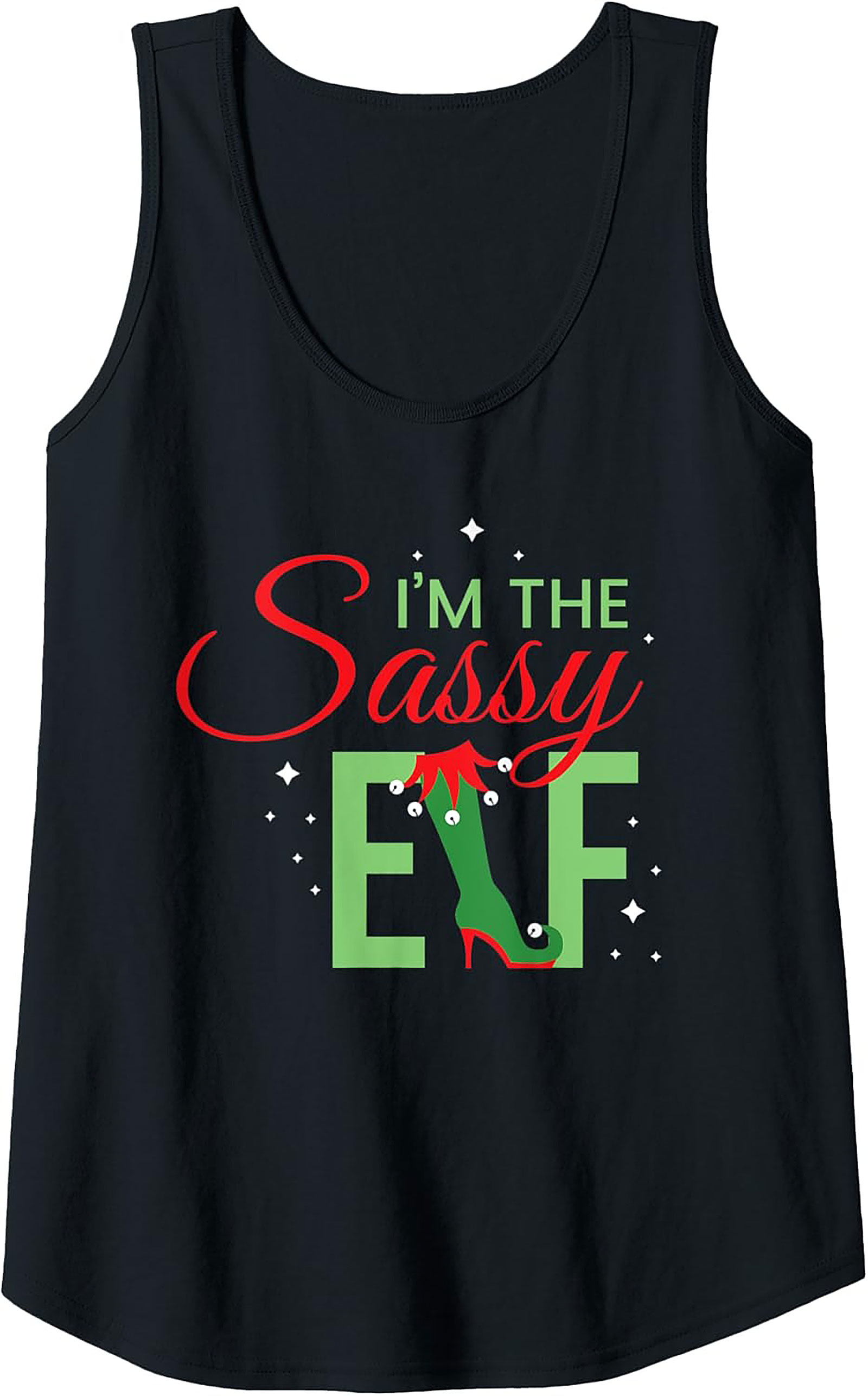 Sassy Elf Graphic Tank Top Funny Christmas Sleeveless Shirt