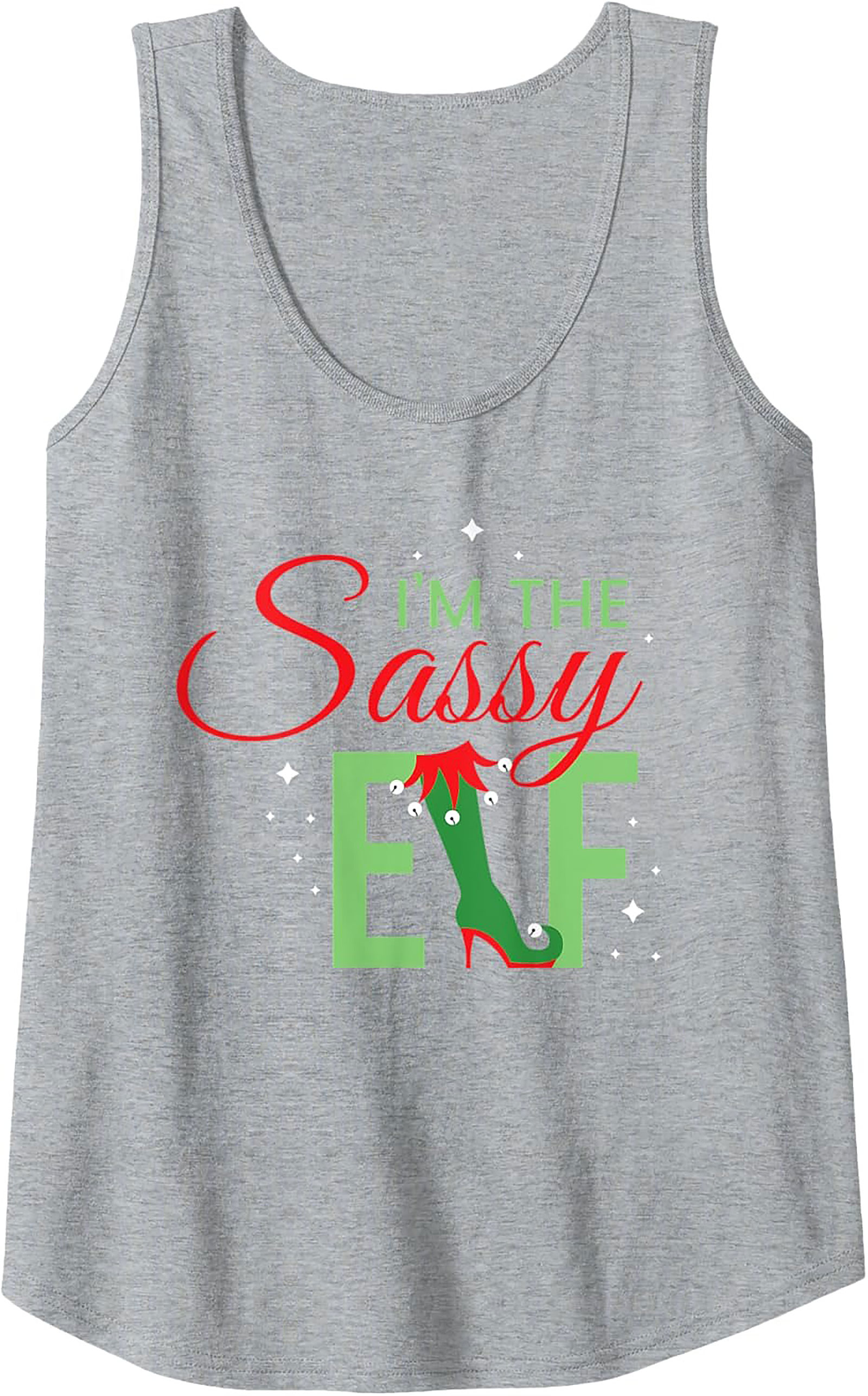 Sassy Elf Graphic Tank Top Funny Christmas Sleeveless Shirt