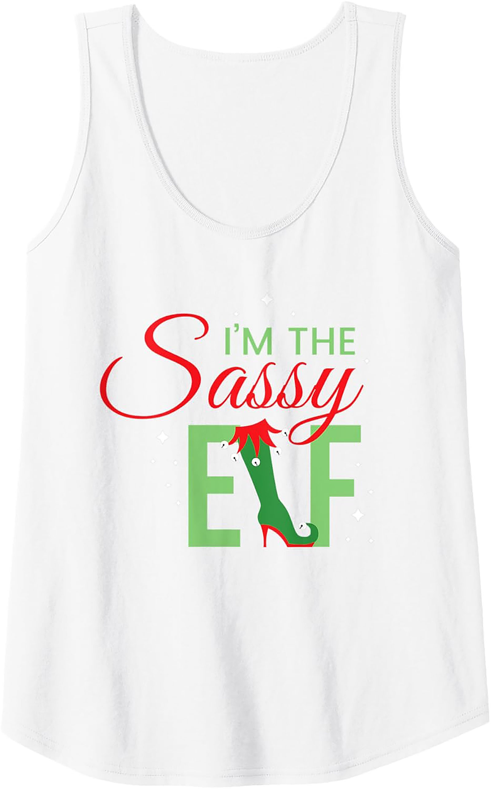 Sassy Elf Graphic Tank Top Funny Christmas Sleeveless Shirt
