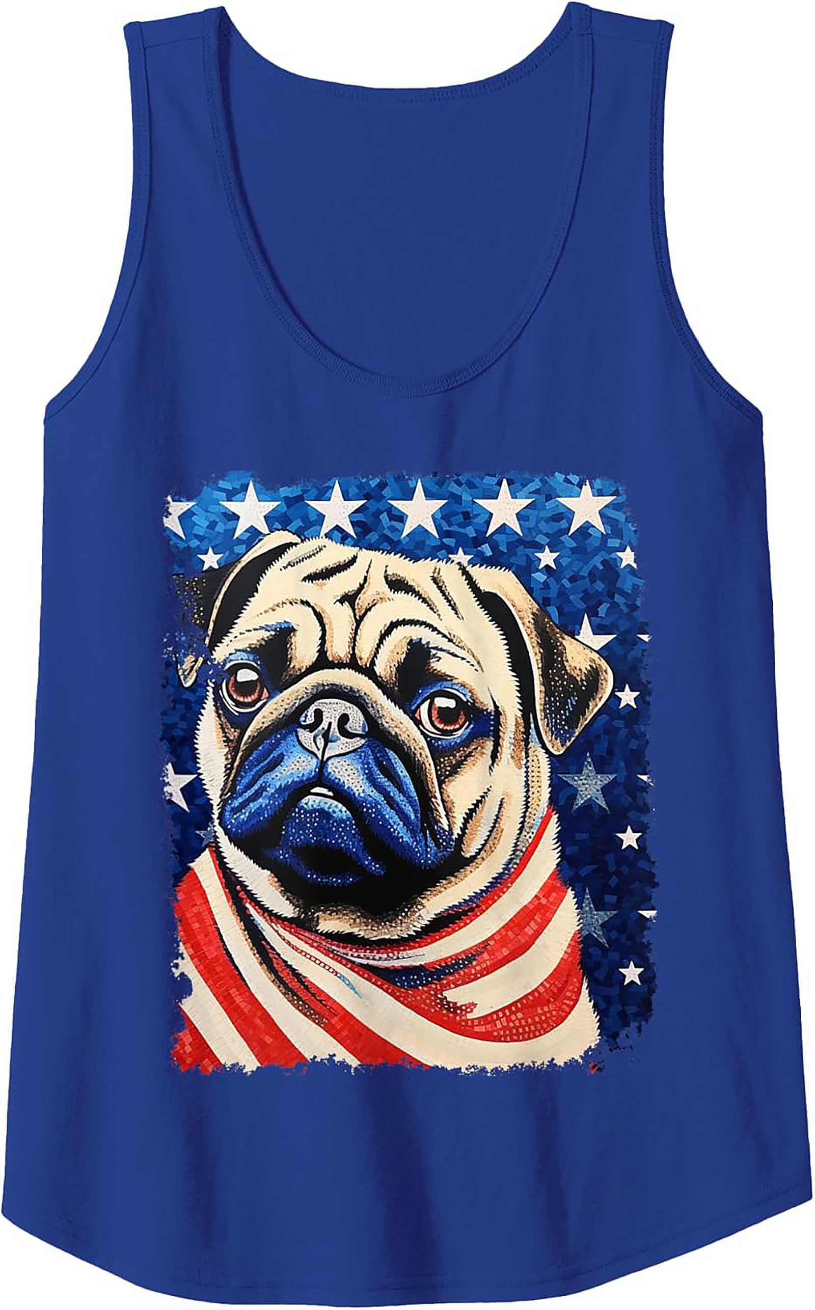 Patriotic Pug Graphic Tank Top | American Flag Sleeveless Shirt