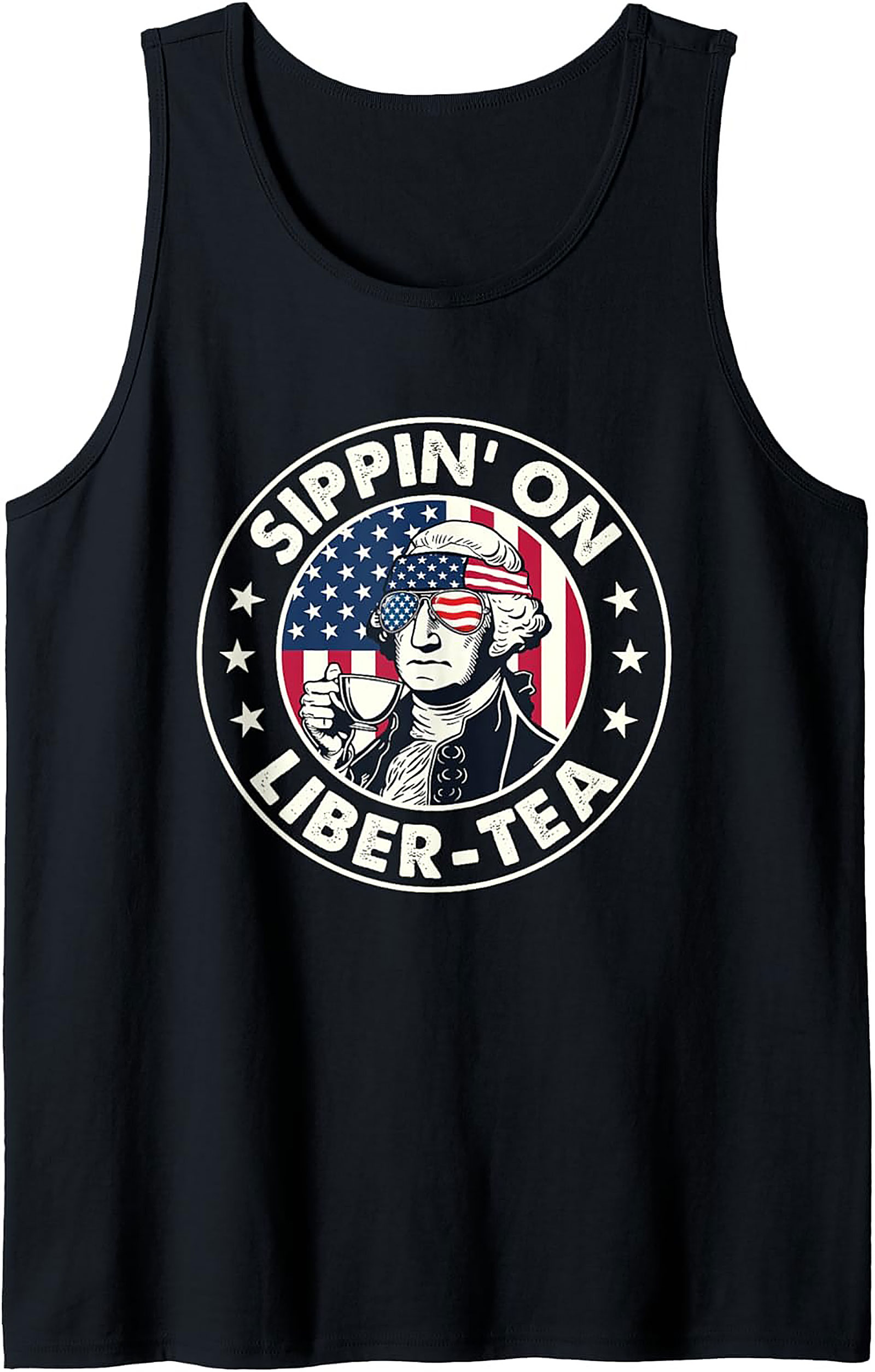 Liber-Tea George Washington Patriotic Graphic Tank Top