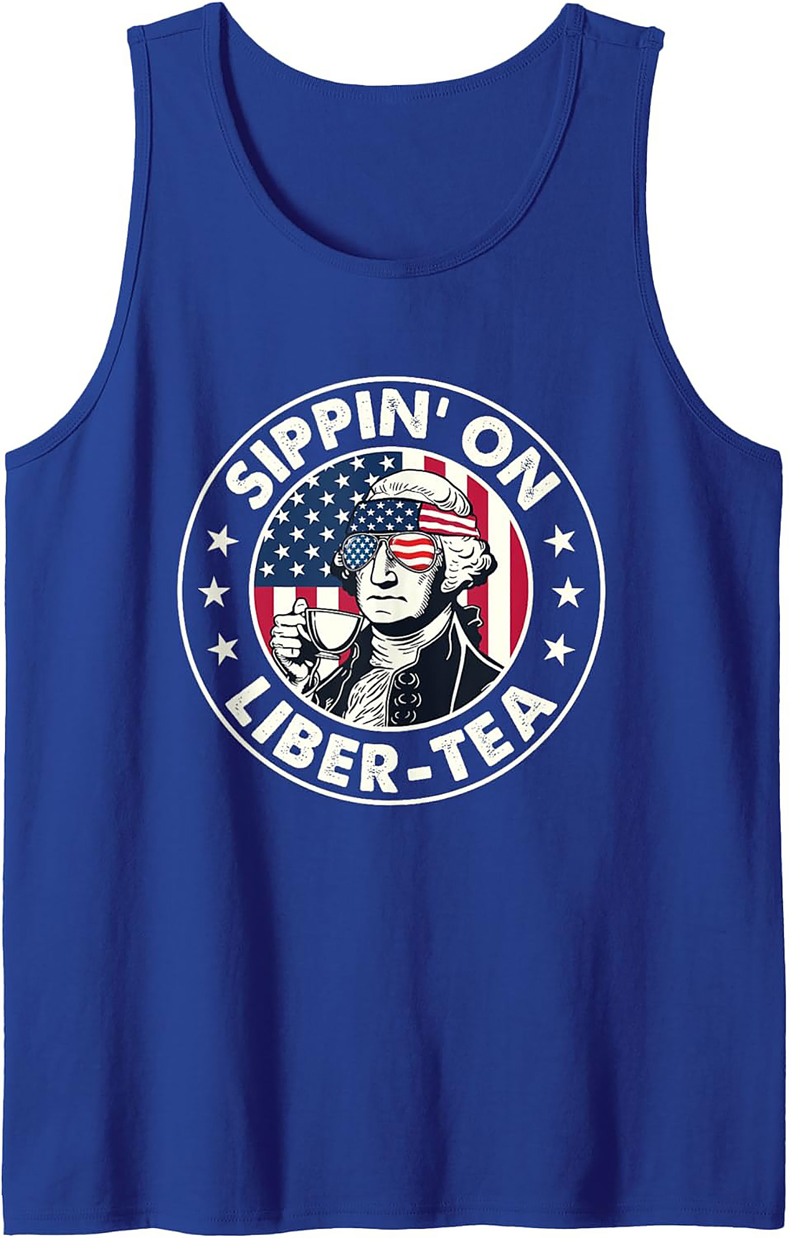 Liber-Tea George Washington Patriotic Graphic Tank Top