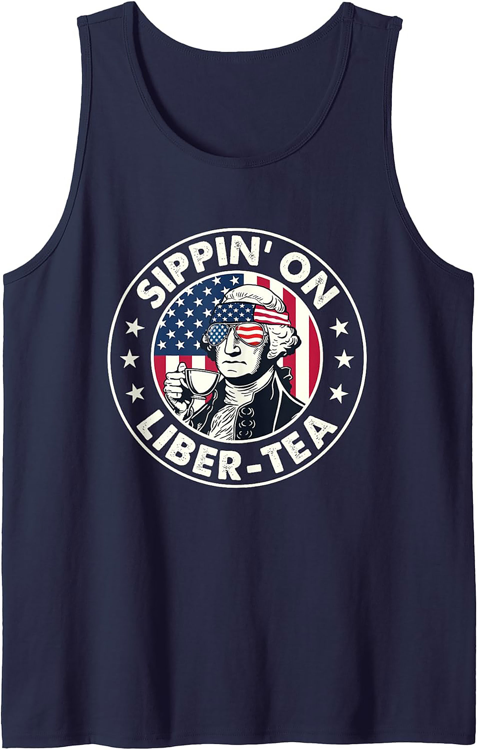 Liber-Tea George Washington Patriotic Graphic Tank Top