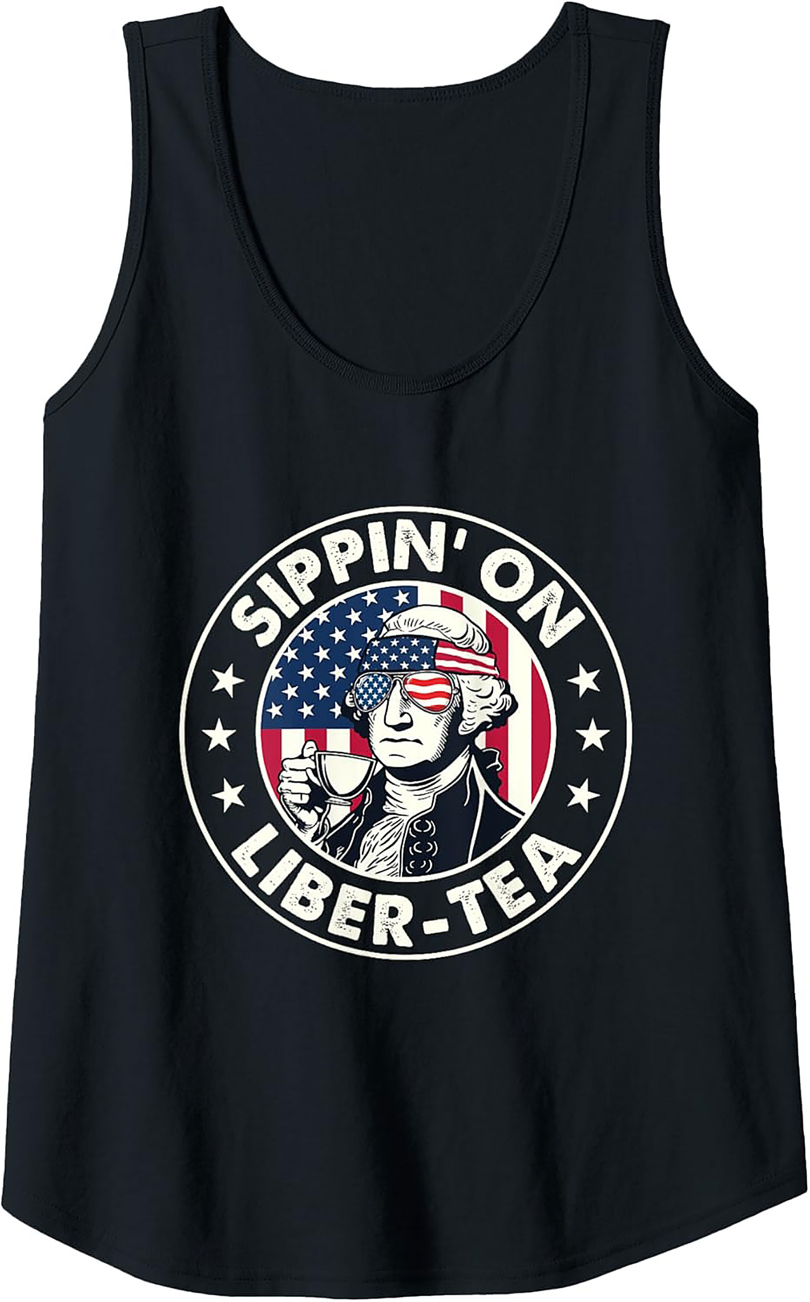 Liber-Tea George Washington Patriotic Graphic Tank Top