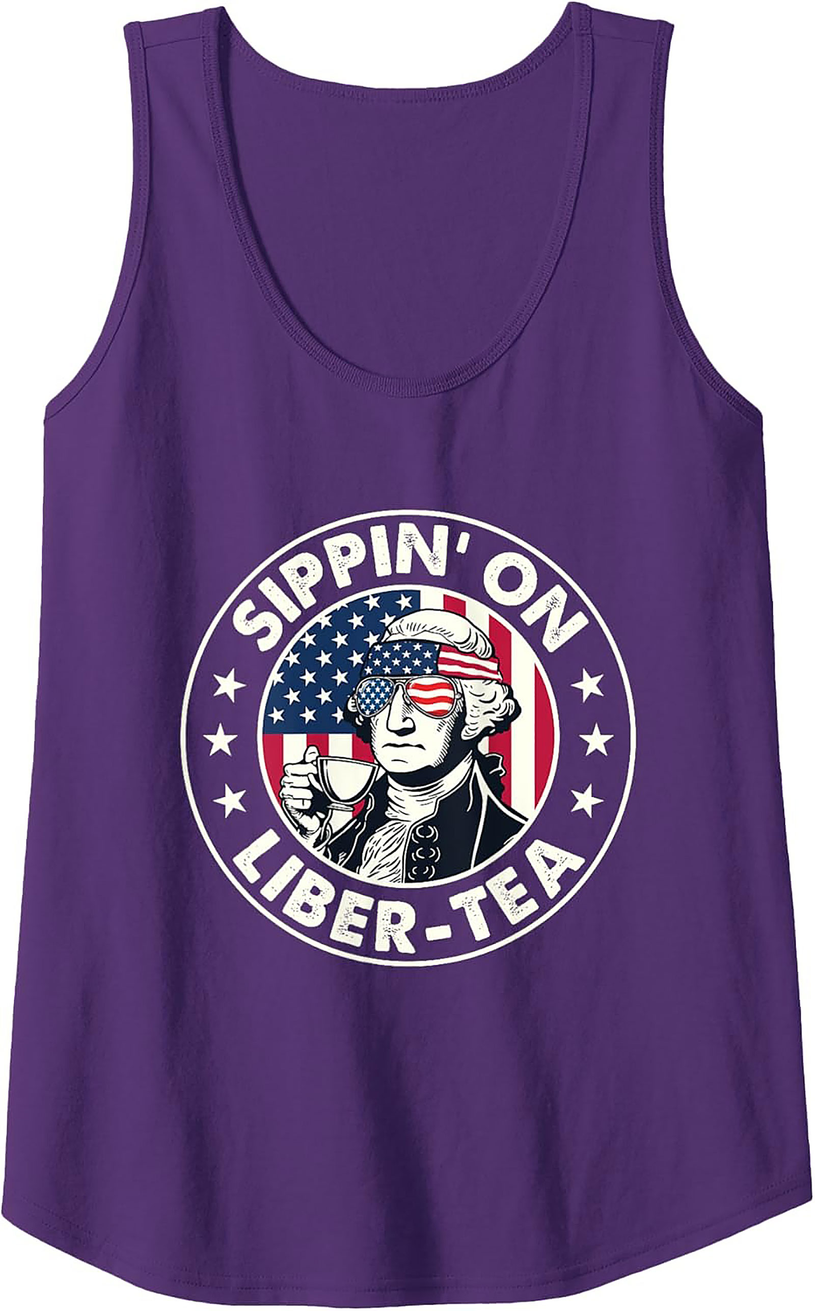 Liber-Tea George Washington Patriotic Graphic Tank Top