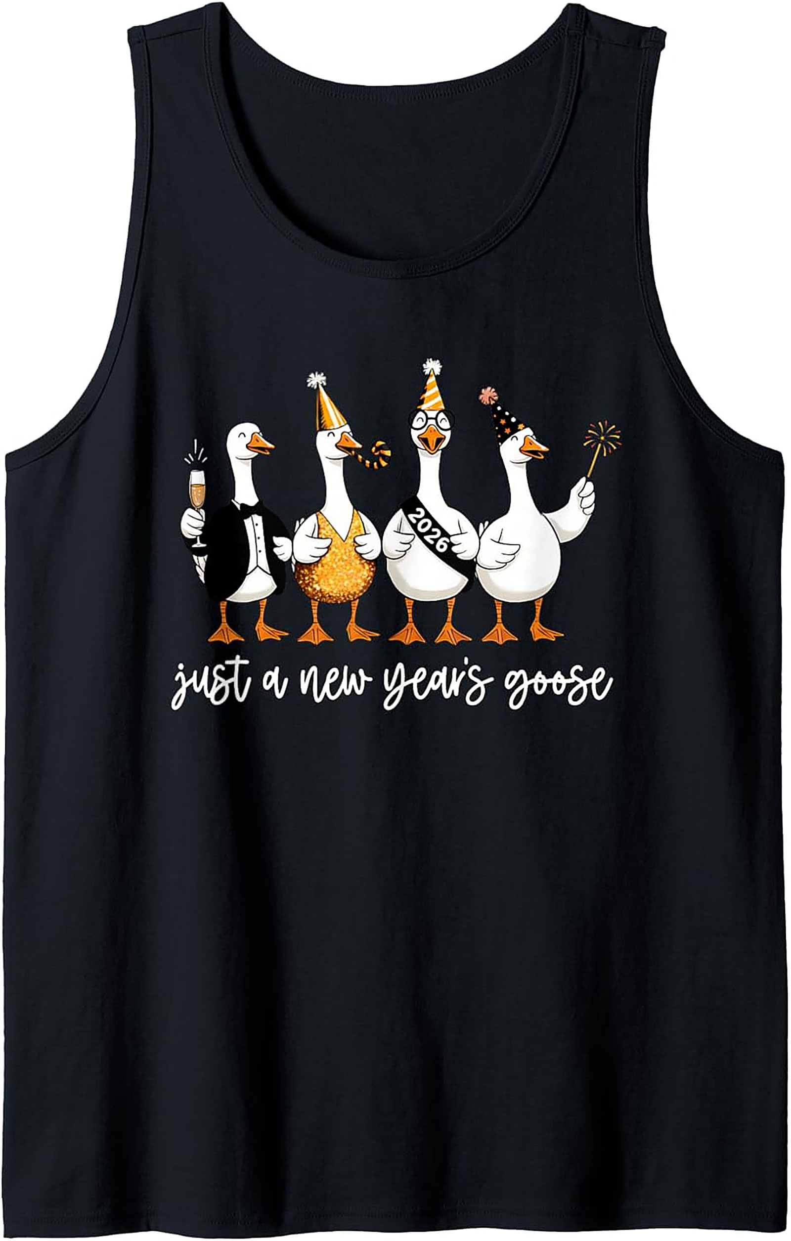 Funny New Year's Goose 2026 Graphic Tank Top Party Gift