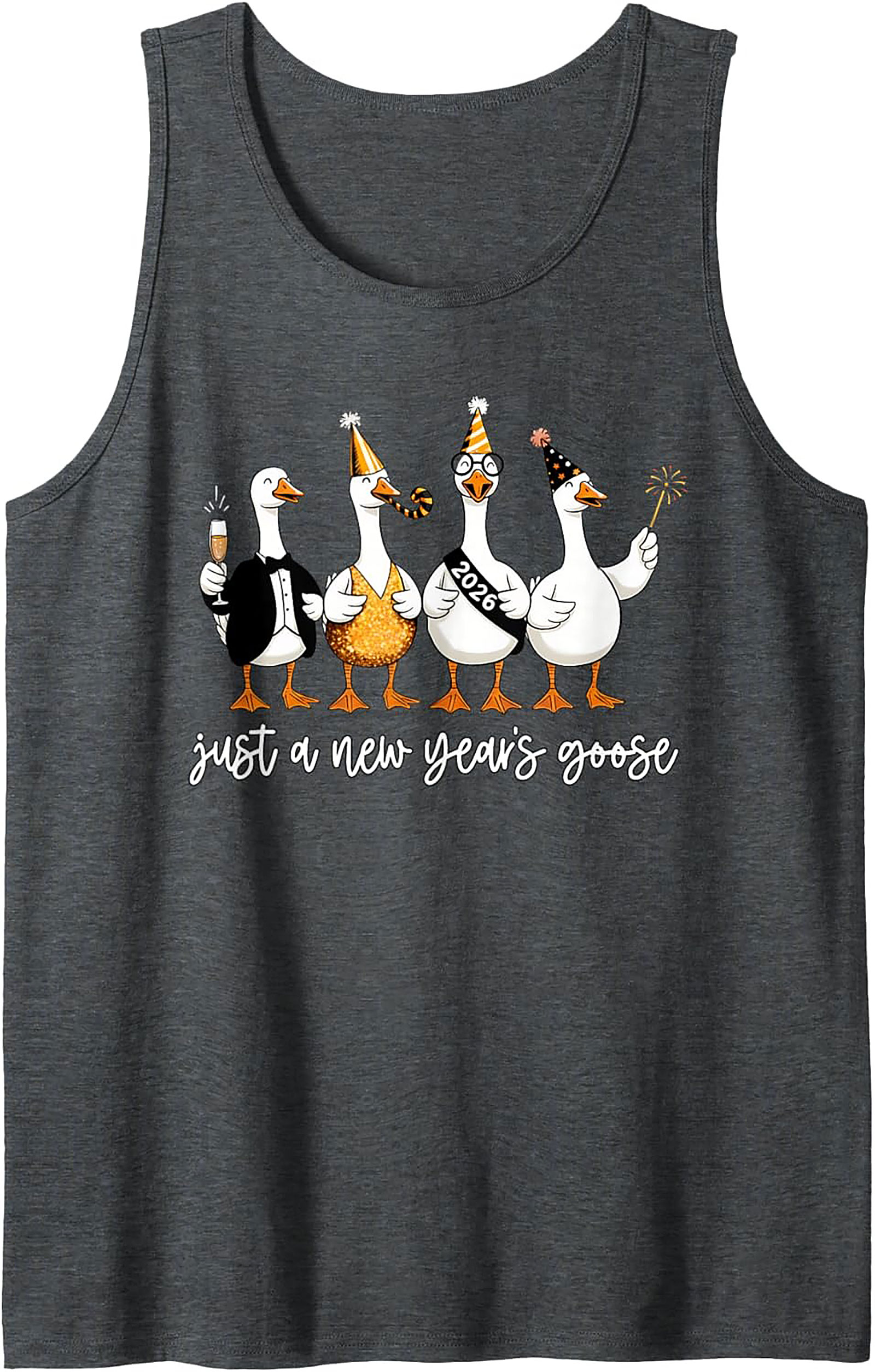 Funny New Year's Goose 2026 Graphic Tank Top Party Gift