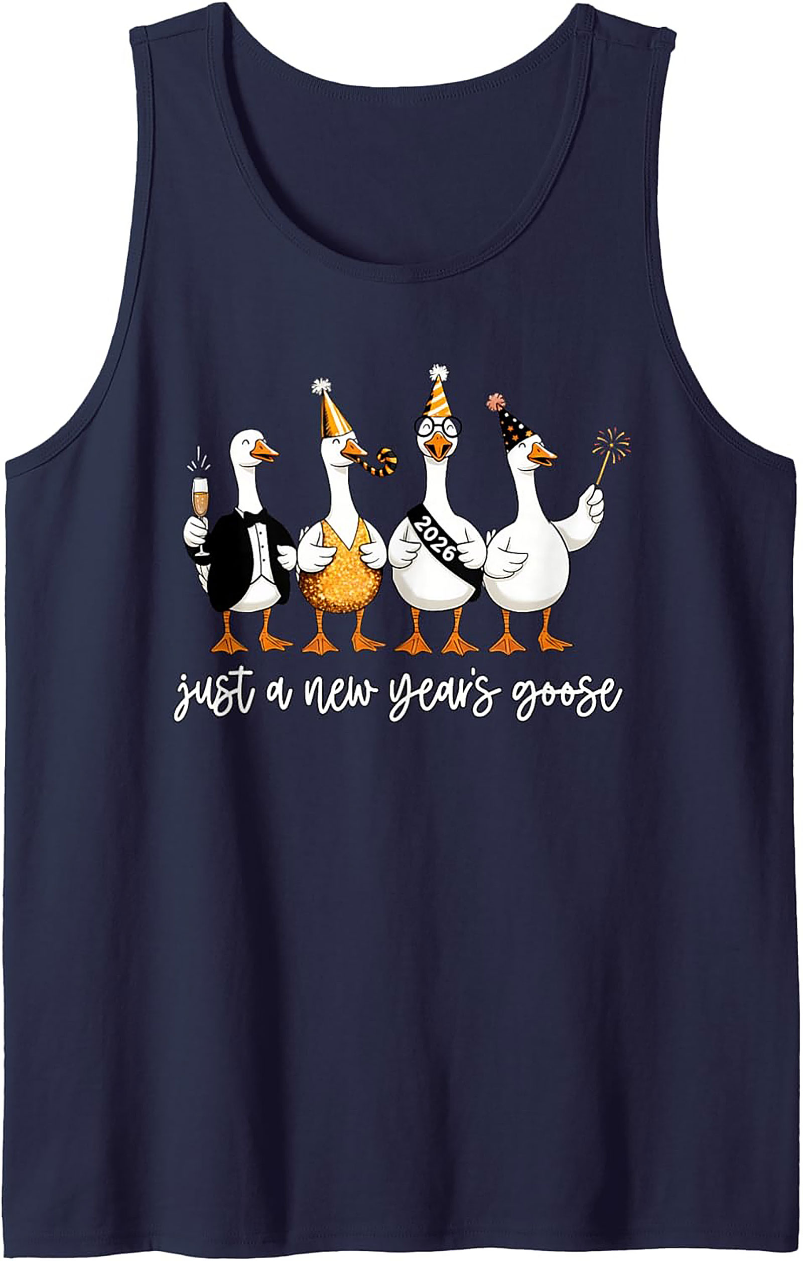 Funny New Year's Goose 2026 Graphic Tank Top Party Gift