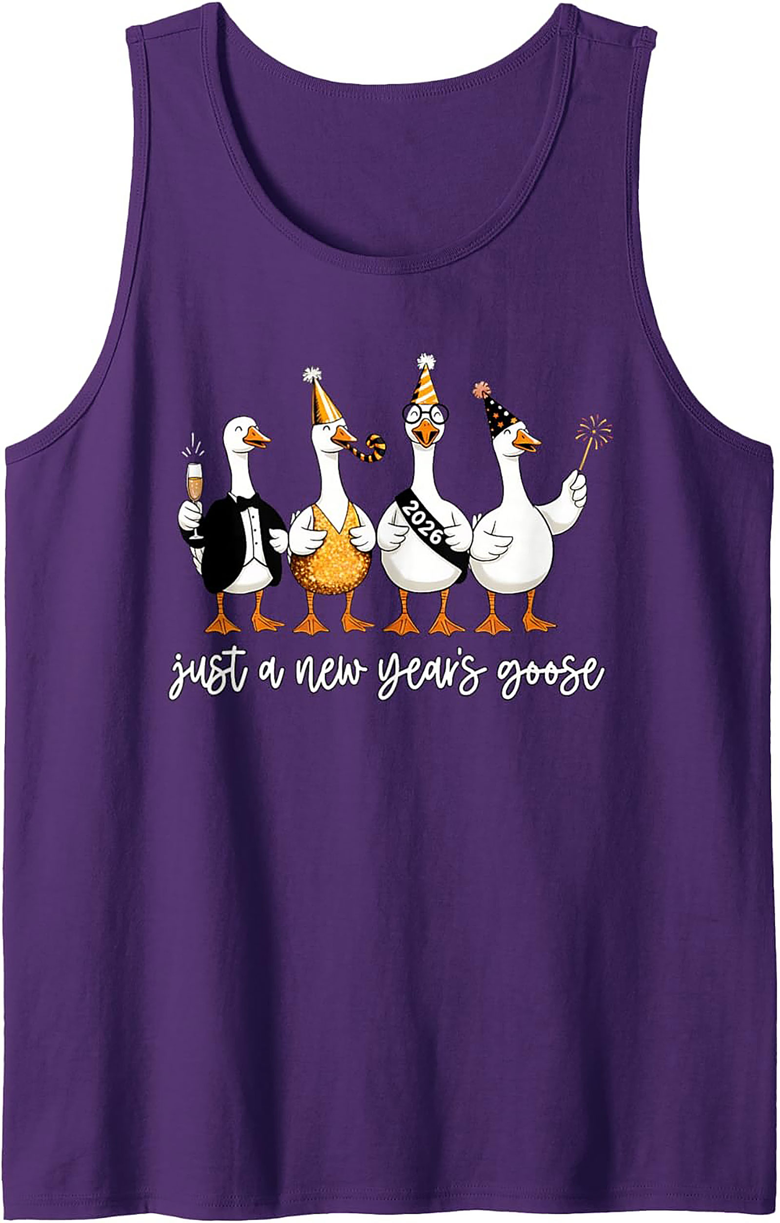 Funny New Year's Goose 2026 Graphic Tank Top Party Gift