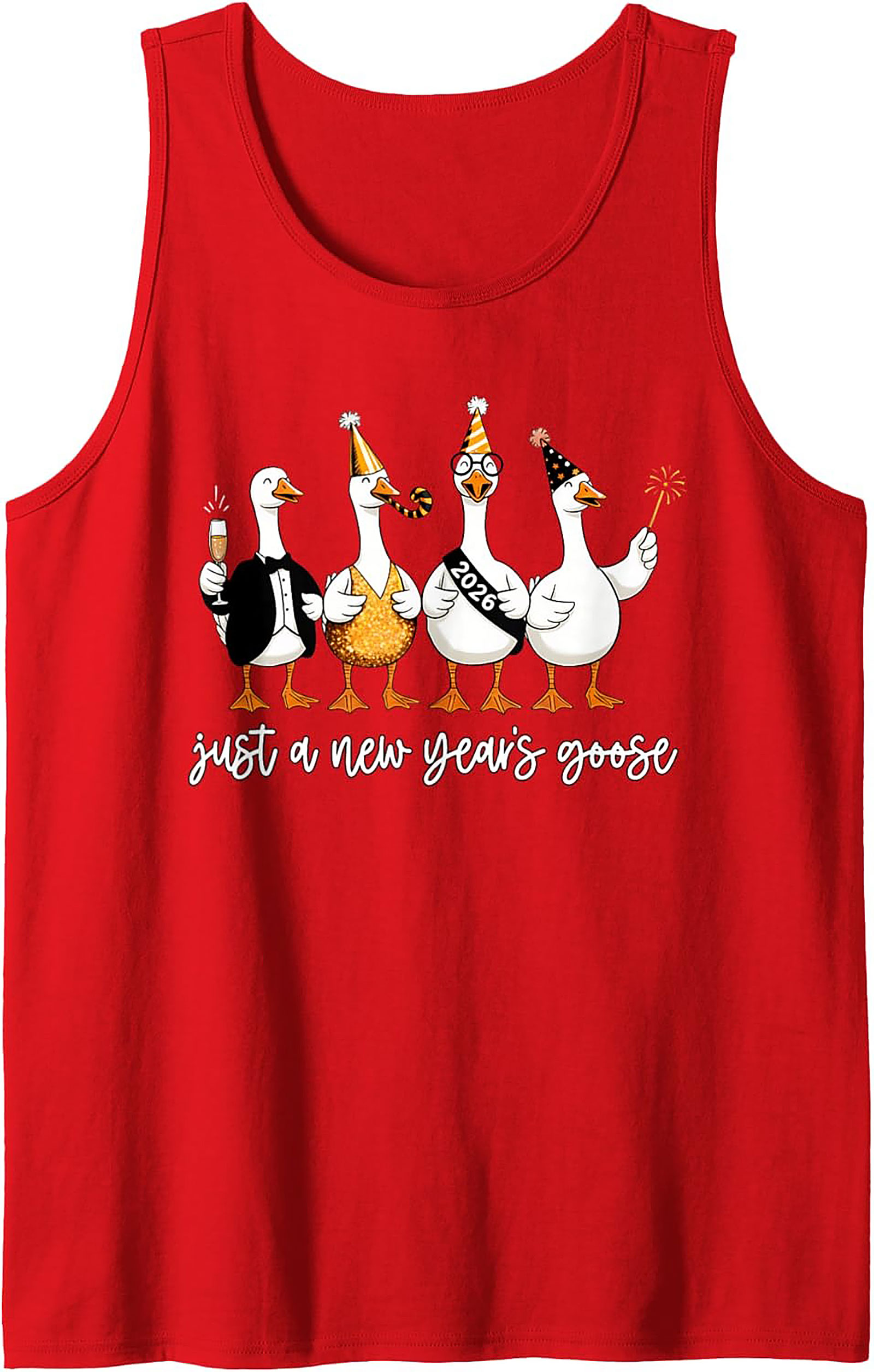 Funny New Year's Goose 2026 Graphic Tank Top Party Gift