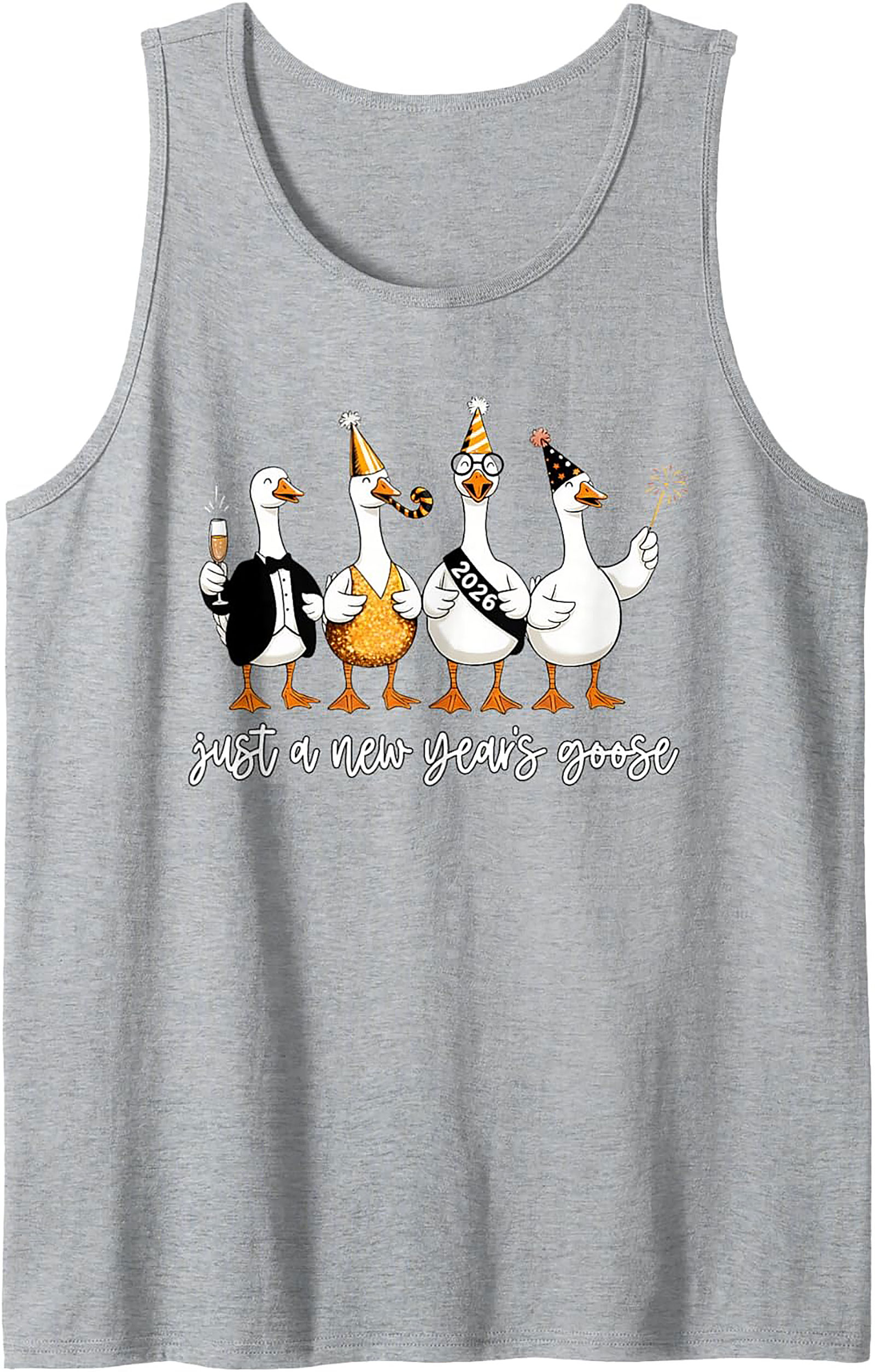 Funny New Year's Goose 2026 Graphic Tank Top Party Gift