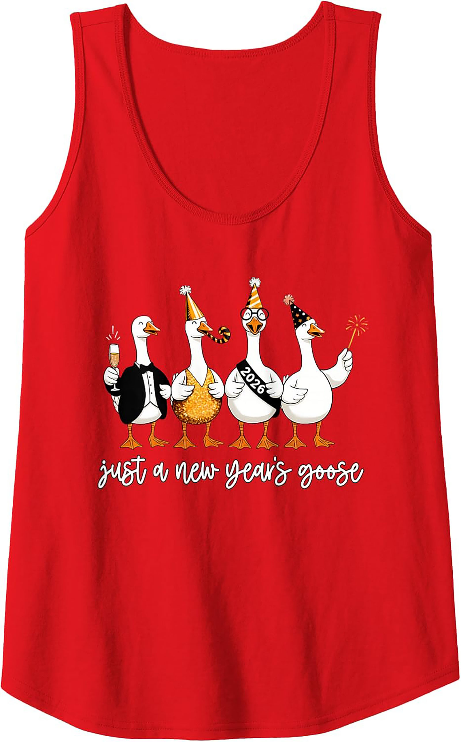 Funny New Year's Goose 2026 Graphic Tank Top Party Gift