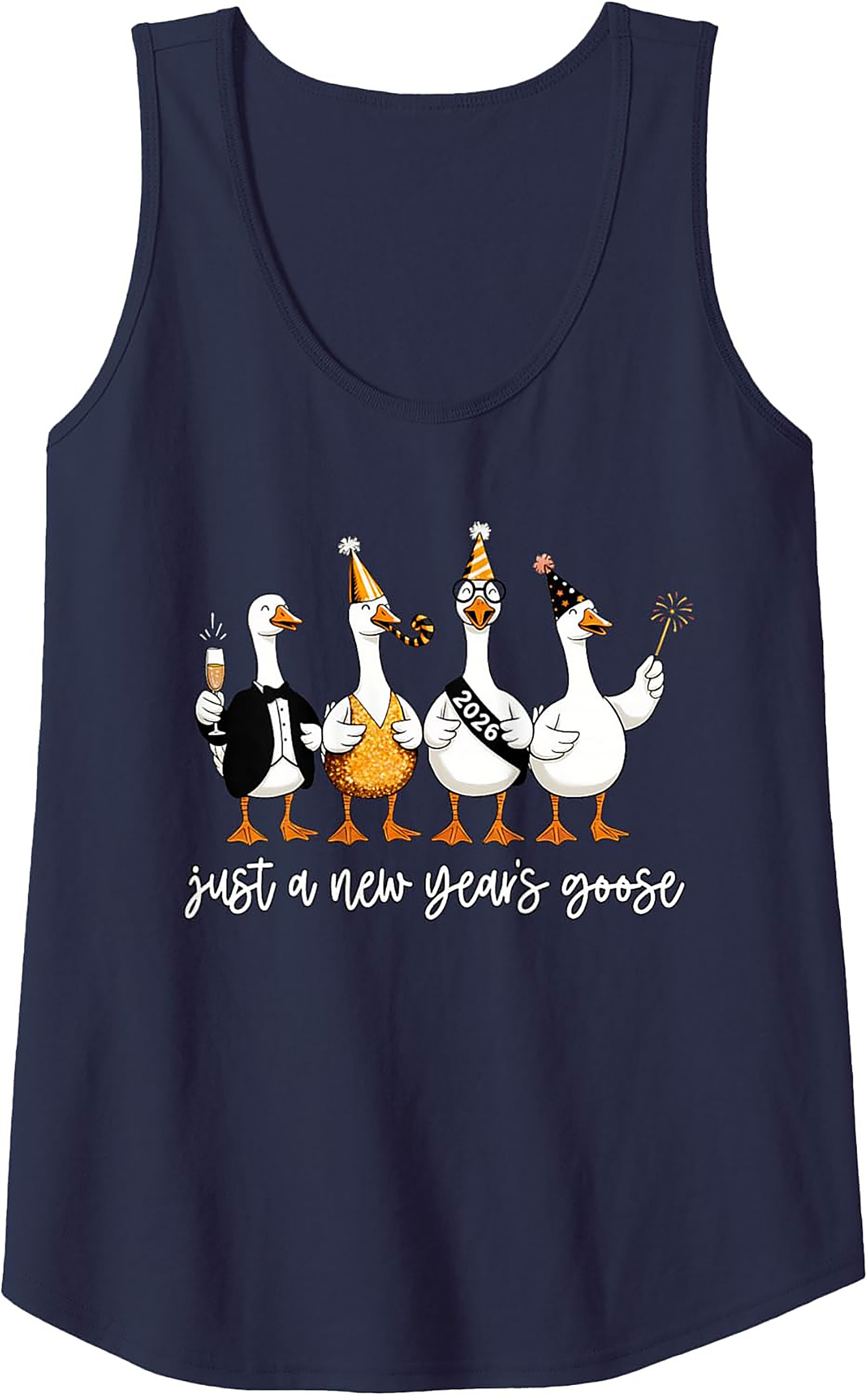 Funny New Year's Goose 2026 Graphic Tank Top Party Gift