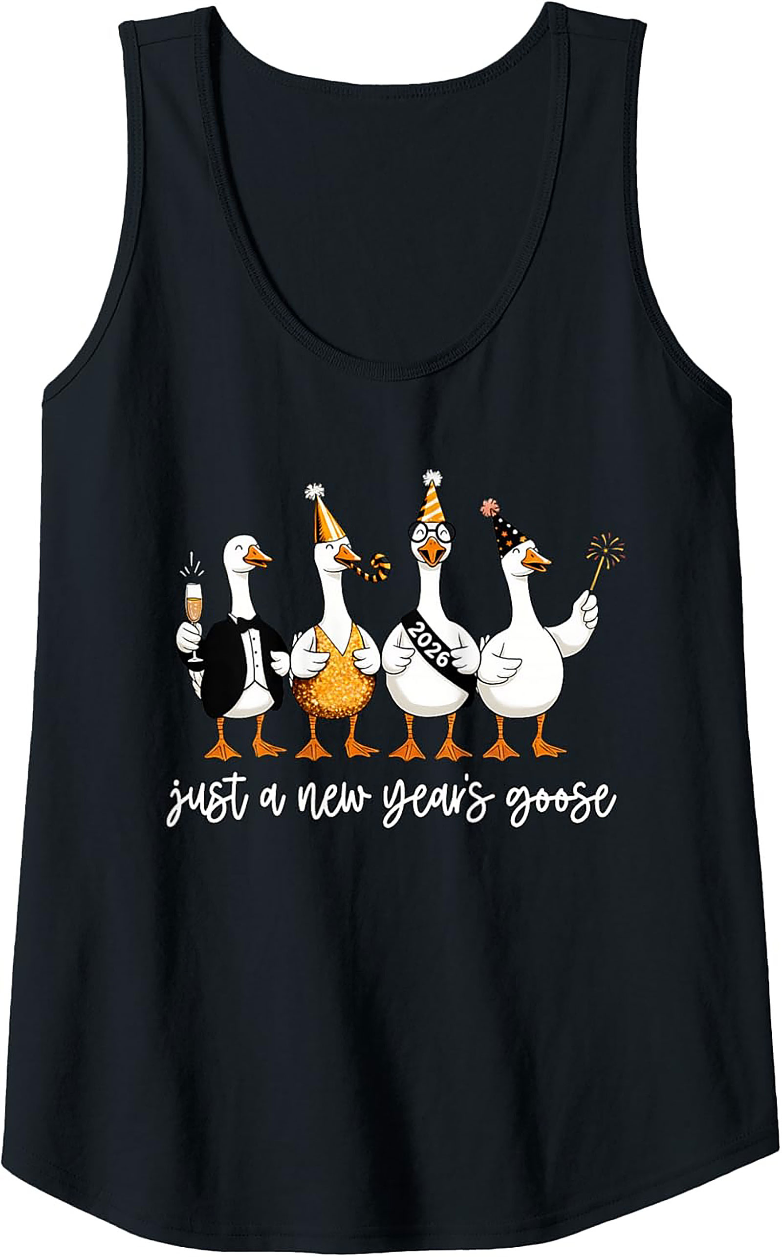 Funny New Year's Goose 2026 Graphic Tank Top Party Gift