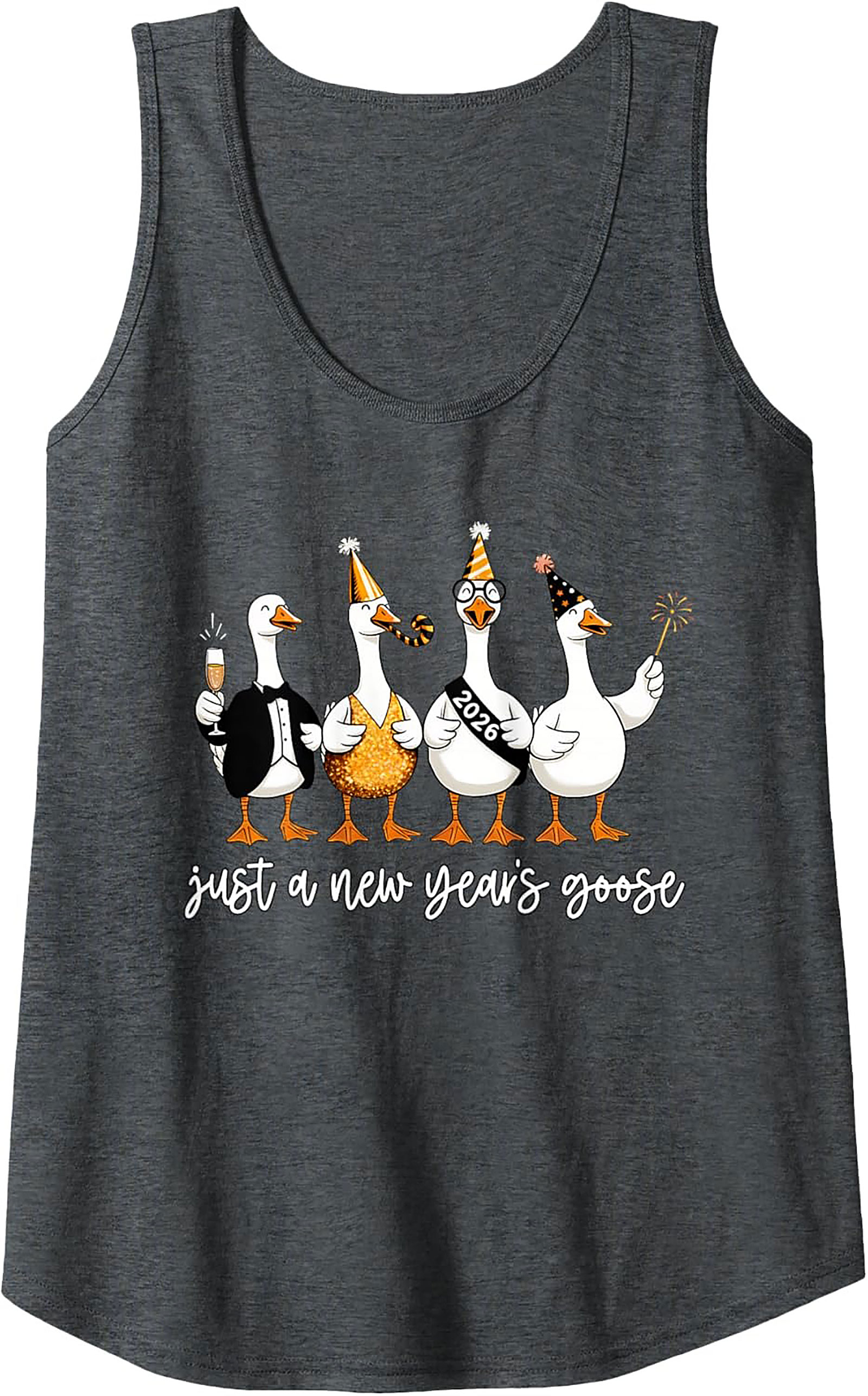 Funny New Year's Goose 2026 Graphic Tank Top Party Gift