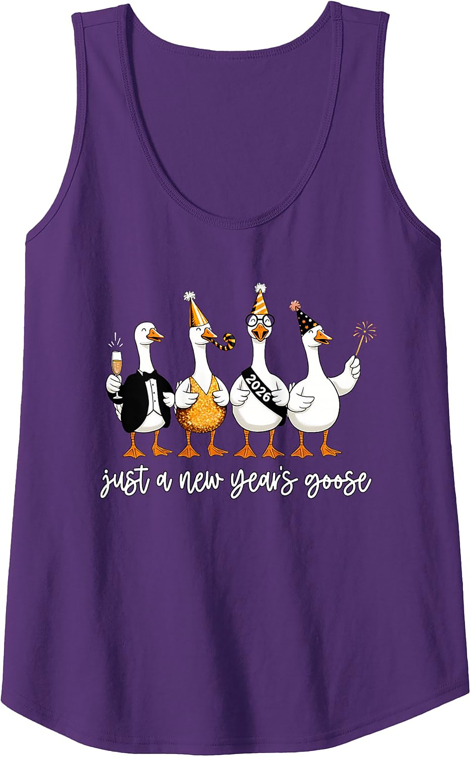 Funny New Year's Goose 2026 Graphic Tank Top Party Gift